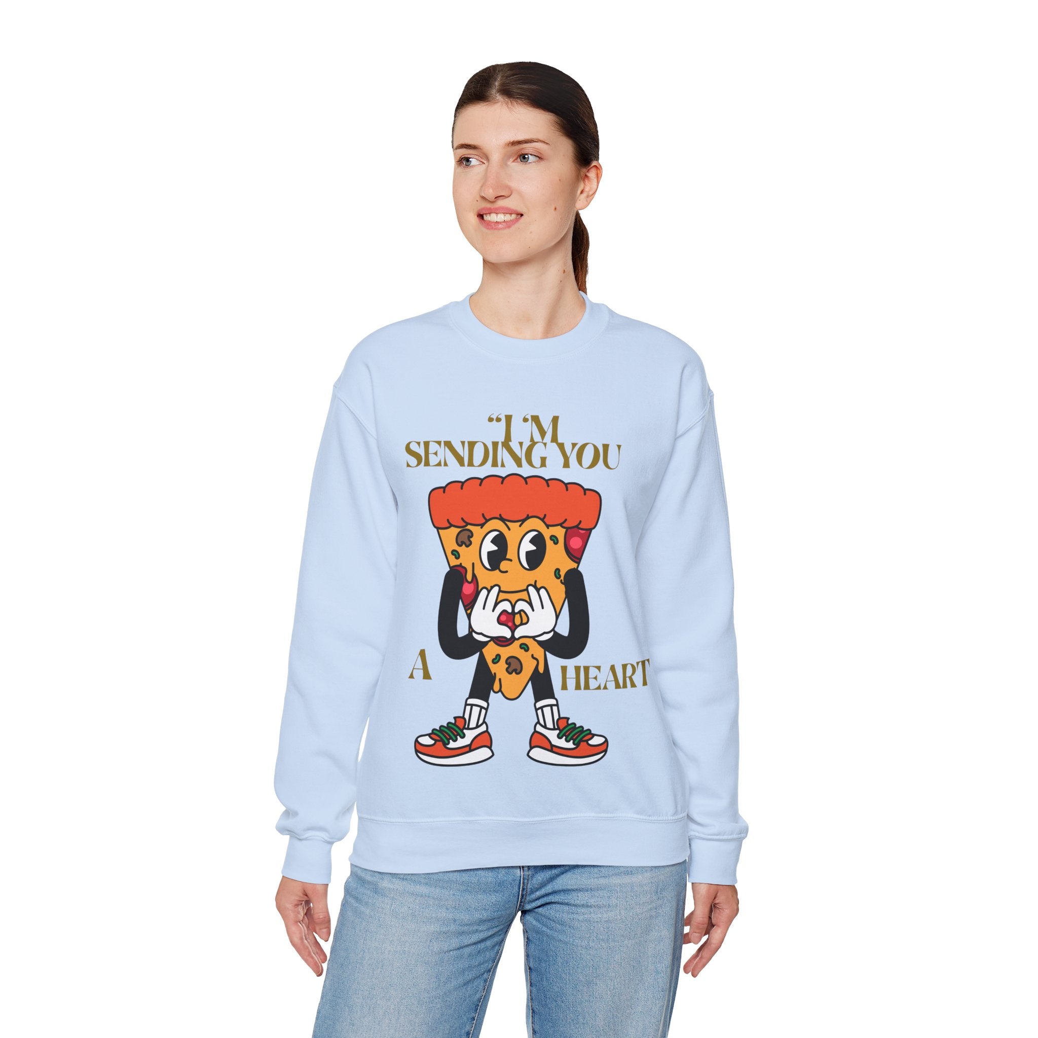 Pizza Love Crewneck Sweatshirt - Cute Gift for Foodies, Valentine's Day Apparel, Casual Comfort, Unisex Sweatshirt, Fun Pizza Design