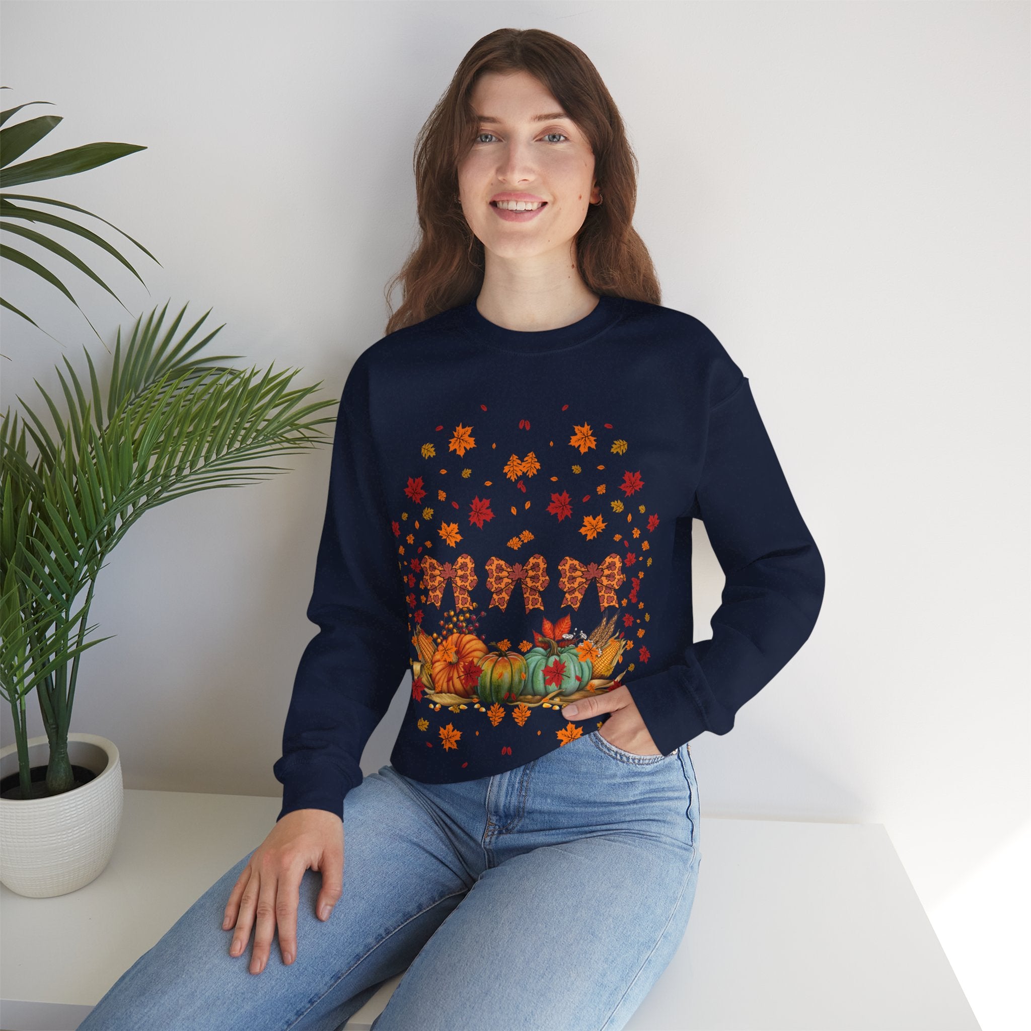 Cozy Fall Crewneck Sweatshirt, Autumn Fashion, Thanksgiving Gift, Seasonal Wear, Gingerbread Design Sweater, Unisex Pullover