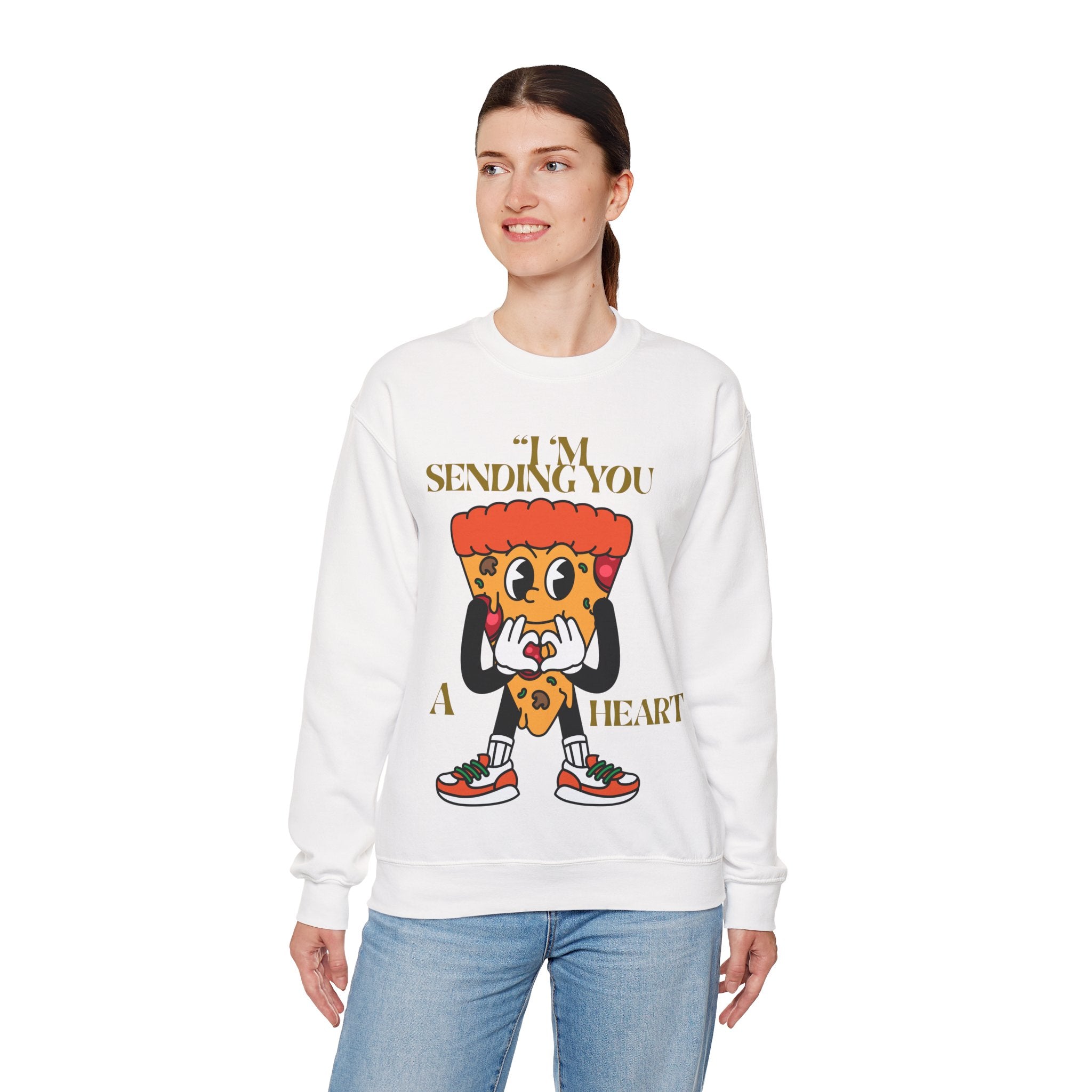 Pizza Love Crewneck Sweatshirt - Cute Gift for Foodies, Valentine's Day Apparel, Casual Comfort, Unisex Sweatshirt, Fun Pizza Design
