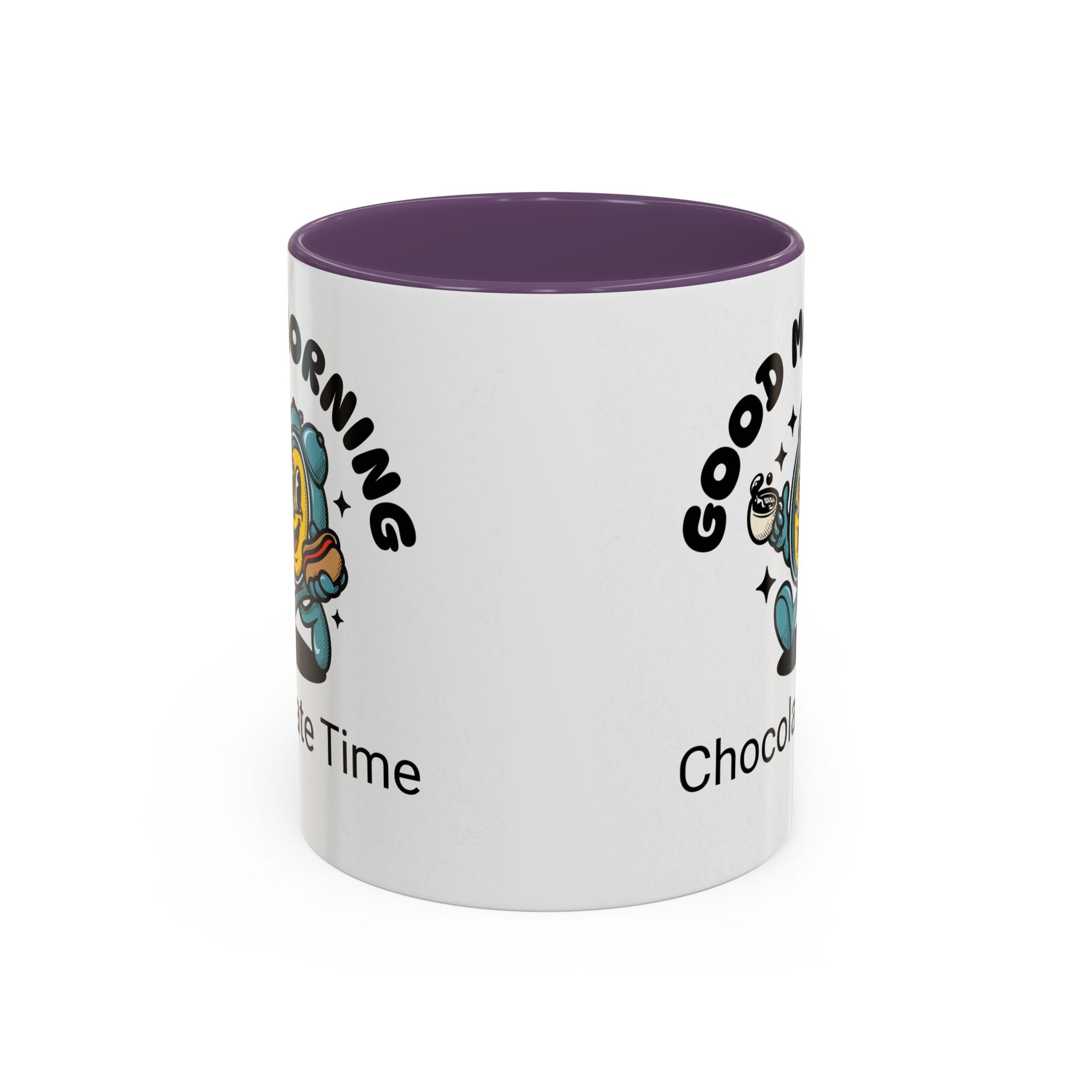 Cheerful Accent Coffee Mug, Good Morning Mug, Hot Beverage Cup, Chocolate Time Gift, Fun Kitchen Decor