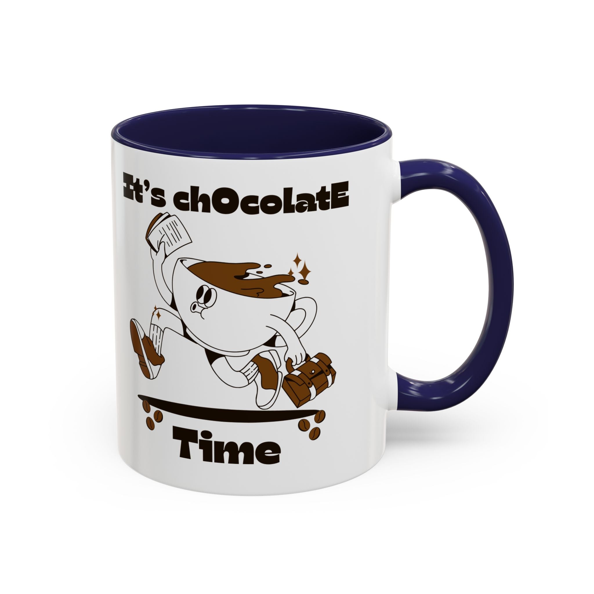 Chocolate Time Coffee Mug, Skateboard Mug, Gift for Coffee Lovers, Fun Mug for Hot Cocoa, Unique Mug for Birthdays, Cute Kitchen Decor