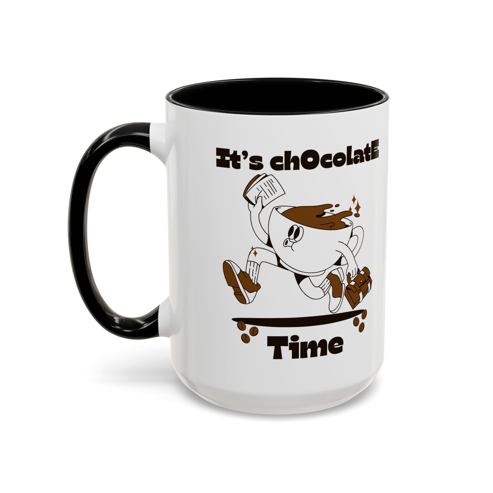 Chocolate Time Coffee Mug, Skateboard Mug, Gift for Coffee Lovers, Fun Mug for Hot Cocoa, Unique Mug for Birthdays, Cute Kitchen Decor