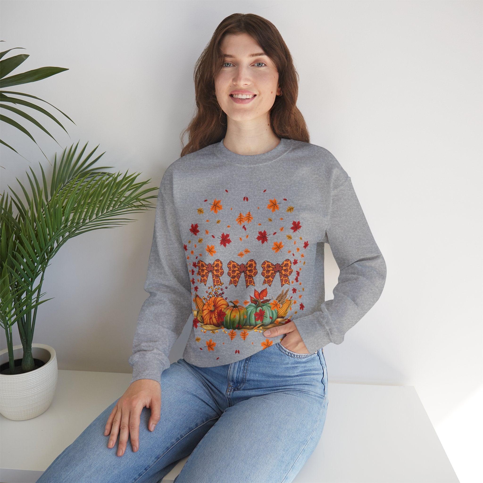 Cozy Fall Crewneck Sweatshirt, Autumn Fashion, Thanksgiving Gift, Seasonal Wear, Gingerbread Design Sweater, Unisex Pullover