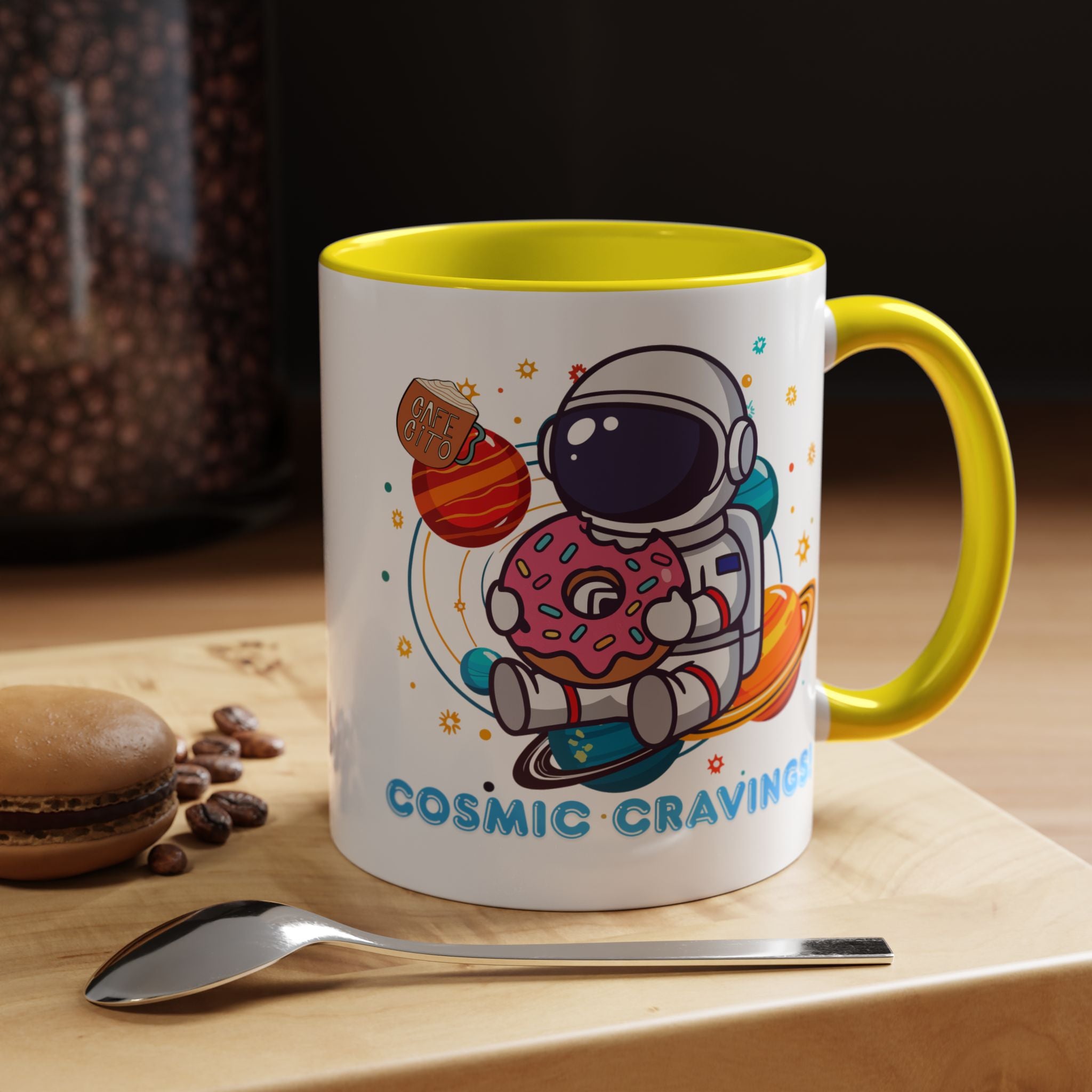 Cosmic Cravings Coffee Mug, Space-Themed Drinkware, Cute Astronaut Gift, Fun Kitchen Decor, Perfect for Space Lovers!