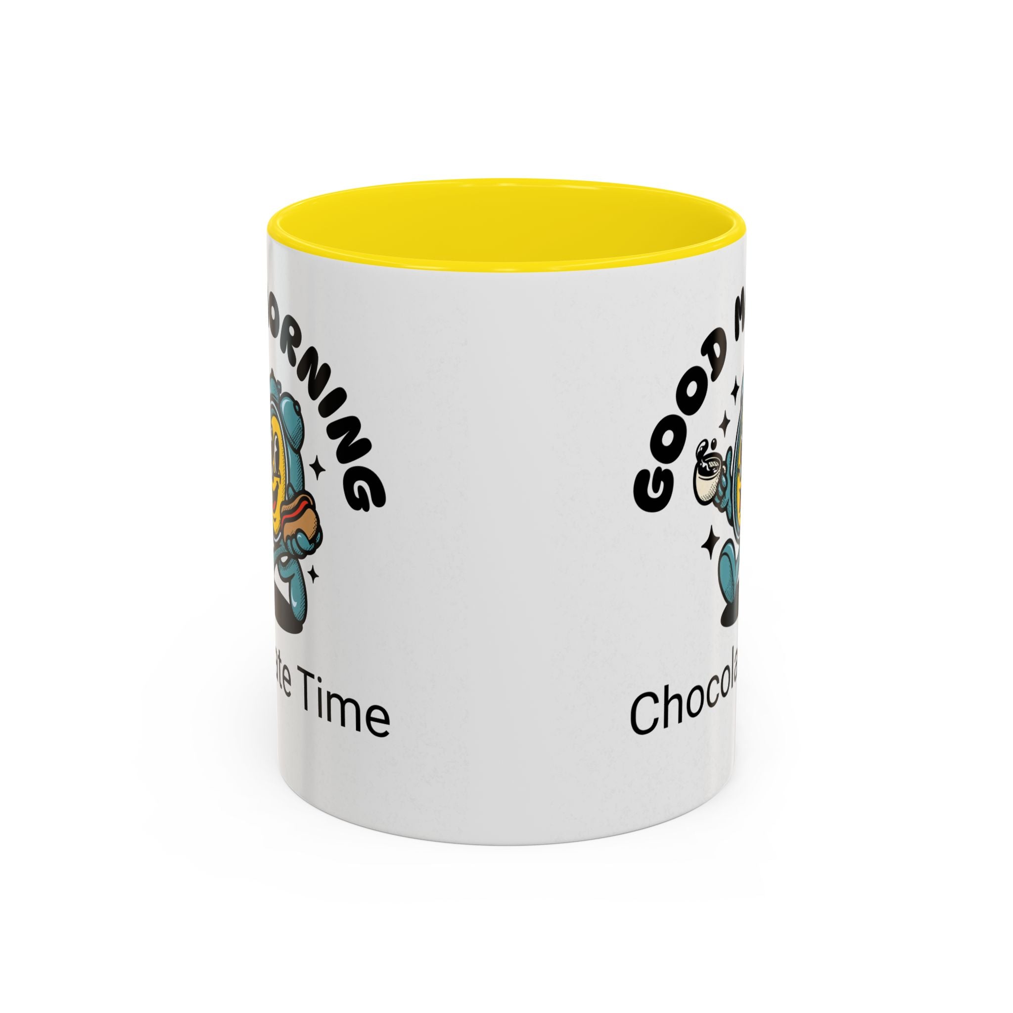 Cheerful Accent Coffee Mug, Good Morning Mug, Hot Beverage Cup, Chocolate Time Gift, Fun Kitchen Decor