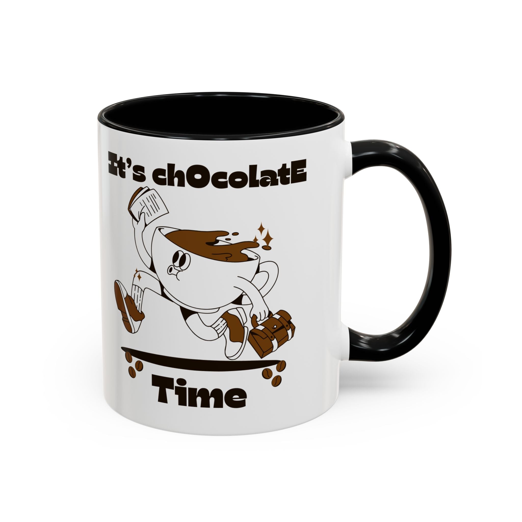 Chocolate Time Coffee Mug, Skateboard Mug, Gift for Coffee Lovers, Fun Mug for Hot Cocoa, Unique Mug for Birthdays, Cute Kitchen Decor
