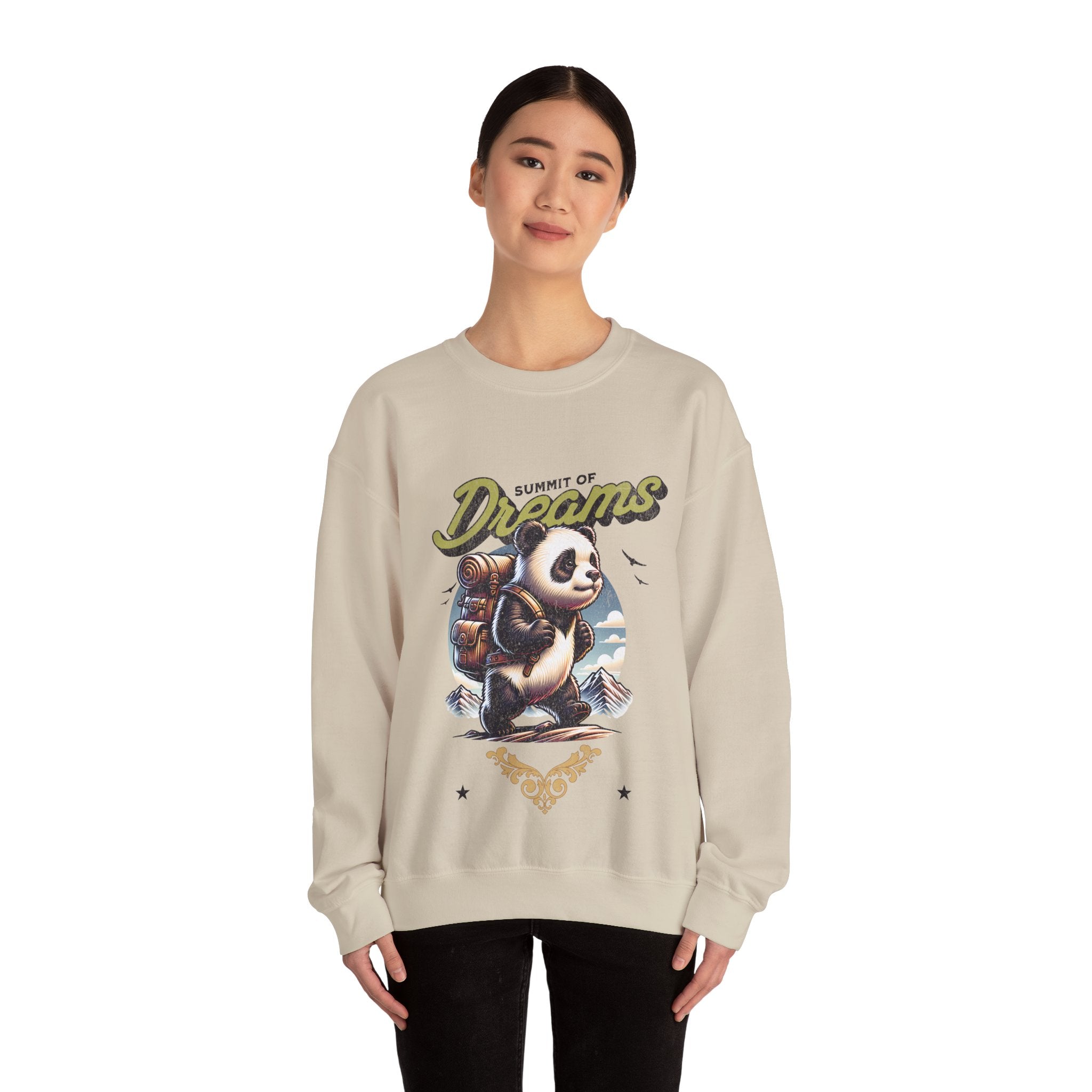 Cozy Panda Adventure Sweatshirt | Summit of Dreams Crewneck for Outdoor Enthusiasts, Gift for Nature Lovers, Unisex Sweatshirt