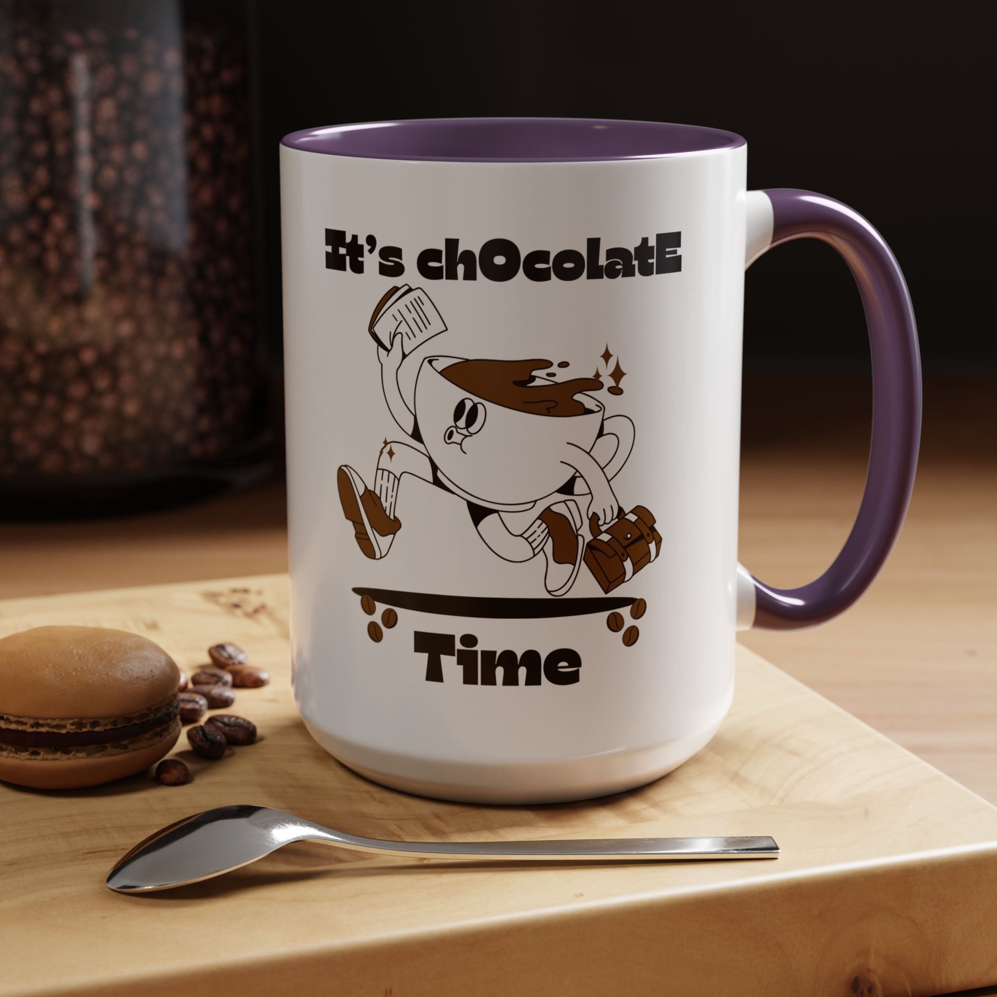 Chocolate Time Coffee Mug, Skateboard Mug, Gift for Coffee Lovers, Fun Mug for Hot Cocoa, Unique Mug for Birthdays, Cute Kitchen Decor