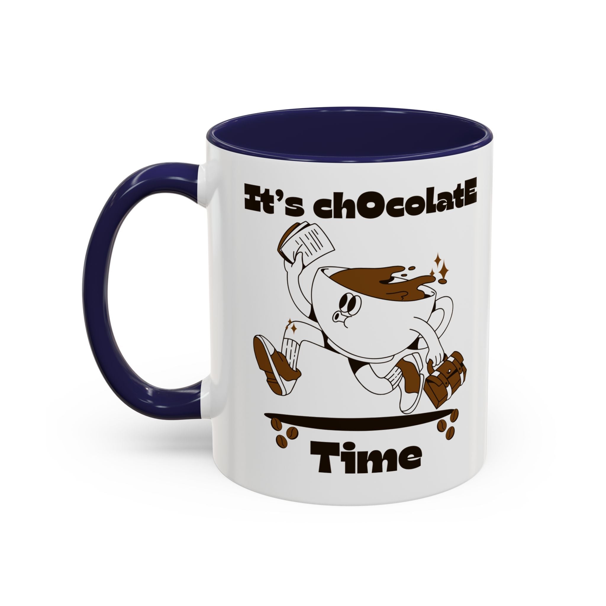 Chocolate Time Coffee Mug, Skateboard Mug, Gift for Coffee Lovers, Fun Mug for Hot Cocoa, Unique Mug for Birthdays, Cute Kitchen Decor