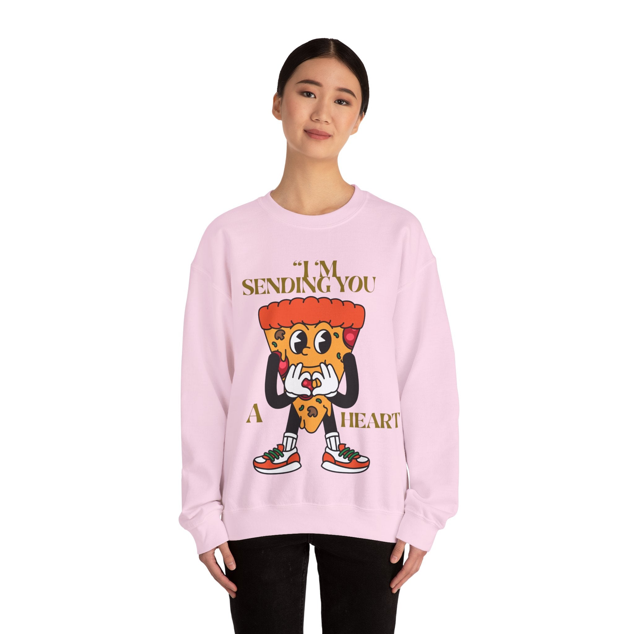 Pizza Love Crewneck Sweatshirt - Cute Gift for Foodies, Valentine's Day Apparel, Casual Comfort, Unisex Sweatshirt, Fun Pizza Design