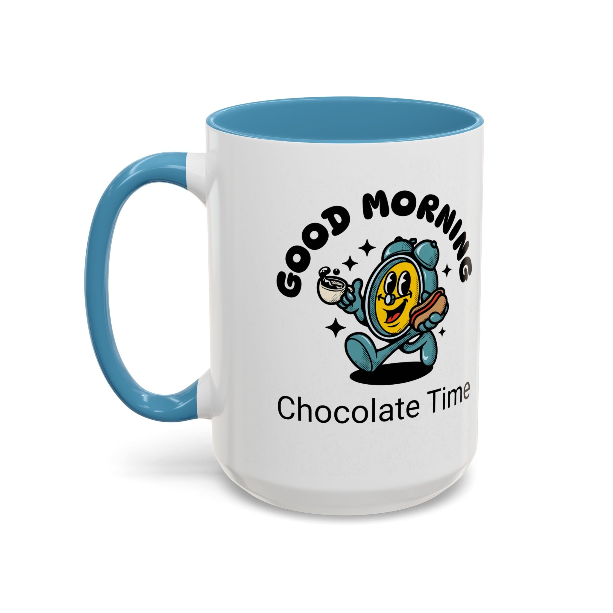 Cheerful Accent Coffee Mug, Good Morning Mug, Hot Beverage Cup, Chocolate Time Gift, Fun Kitchen Decor