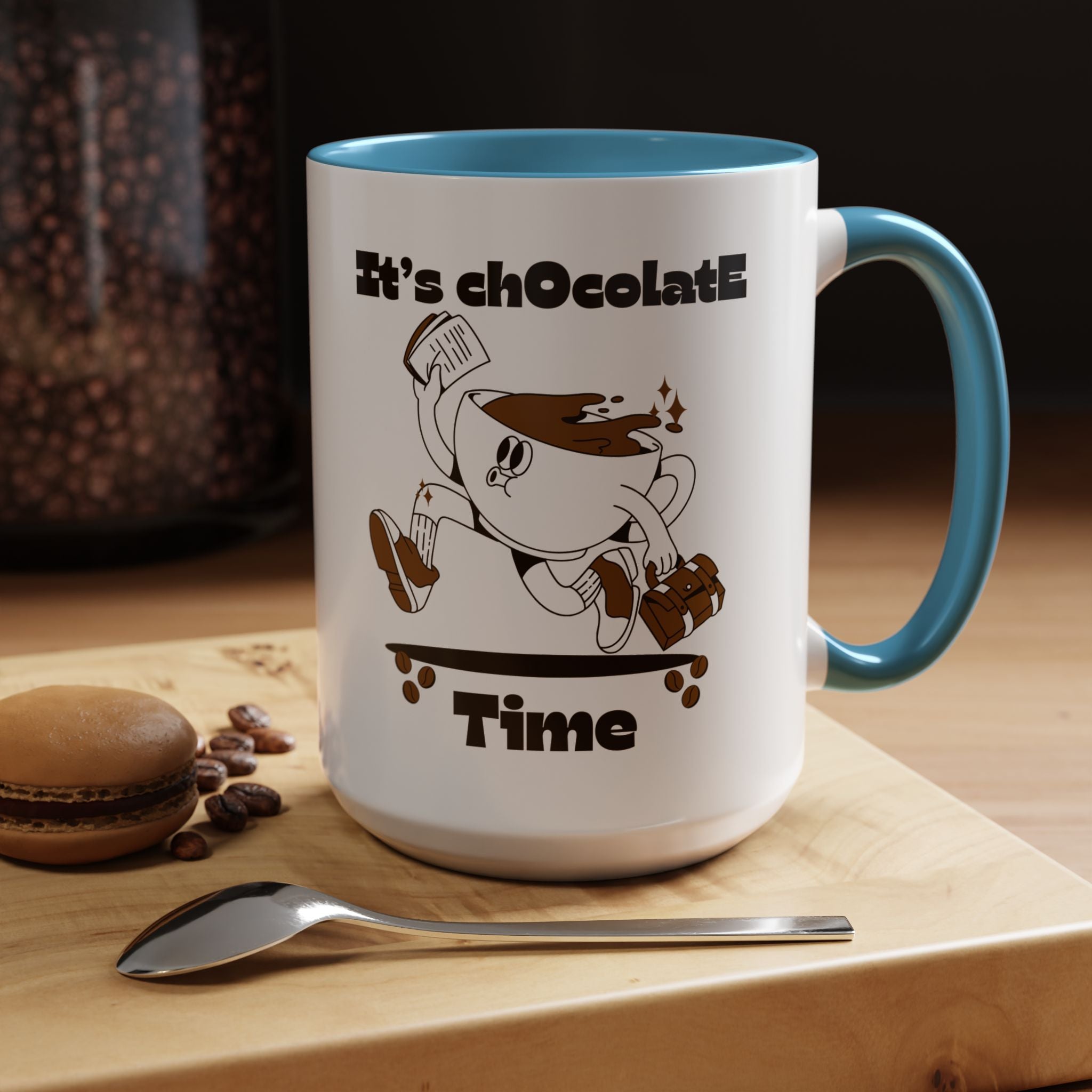 Chocolate Time Coffee Mug, Skateboard Mug, Gift for Coffee Lovers, Fun Mug for Hot Cocoa, Unique Mug for Birthdays, Cute Kitchen Decor