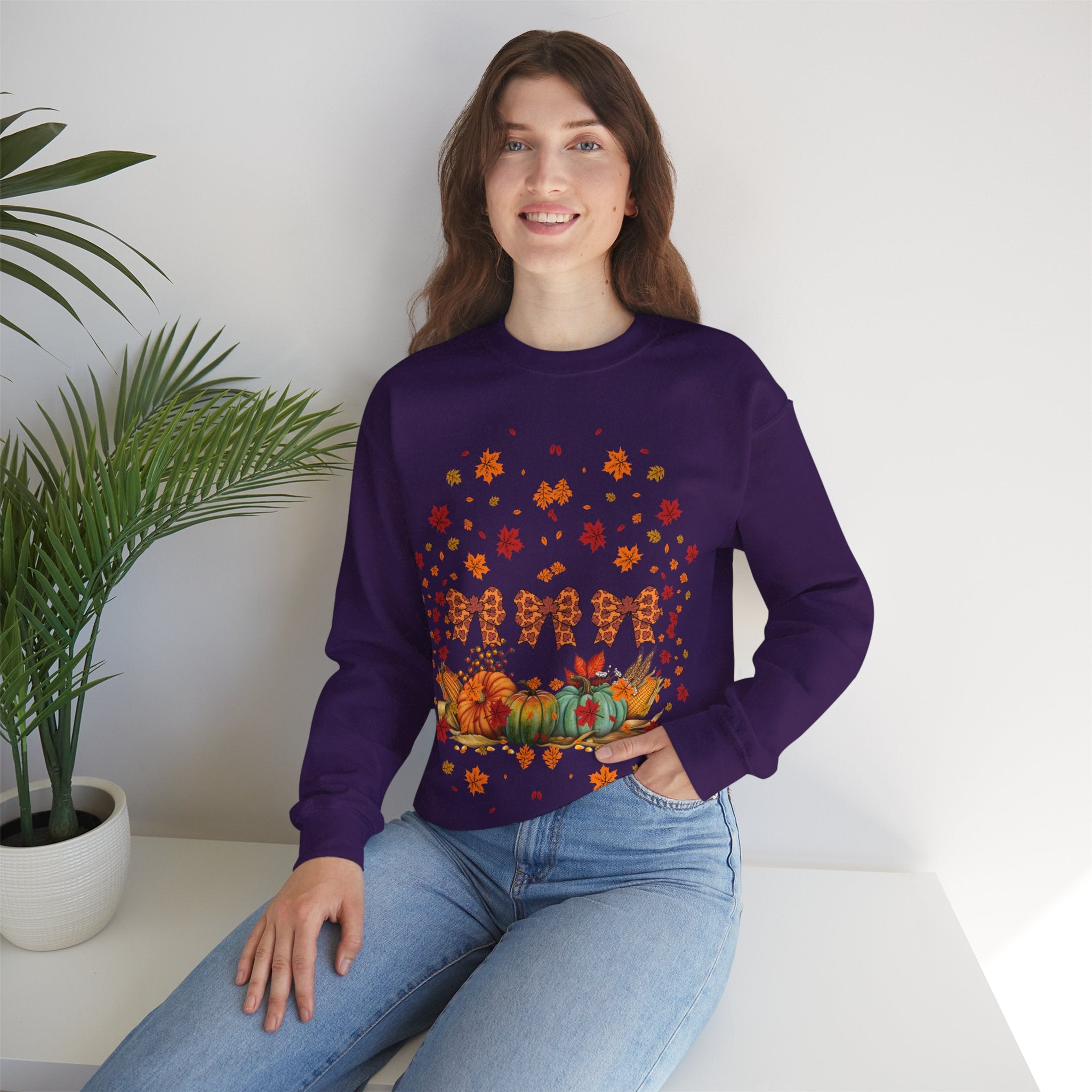 Cozy Fall Crewneck Sweatshirt, Autumn Fashion, Thanksgiving Gift, Seasonal Wear, Gingerbread Design Sweater, Unisex Pullover