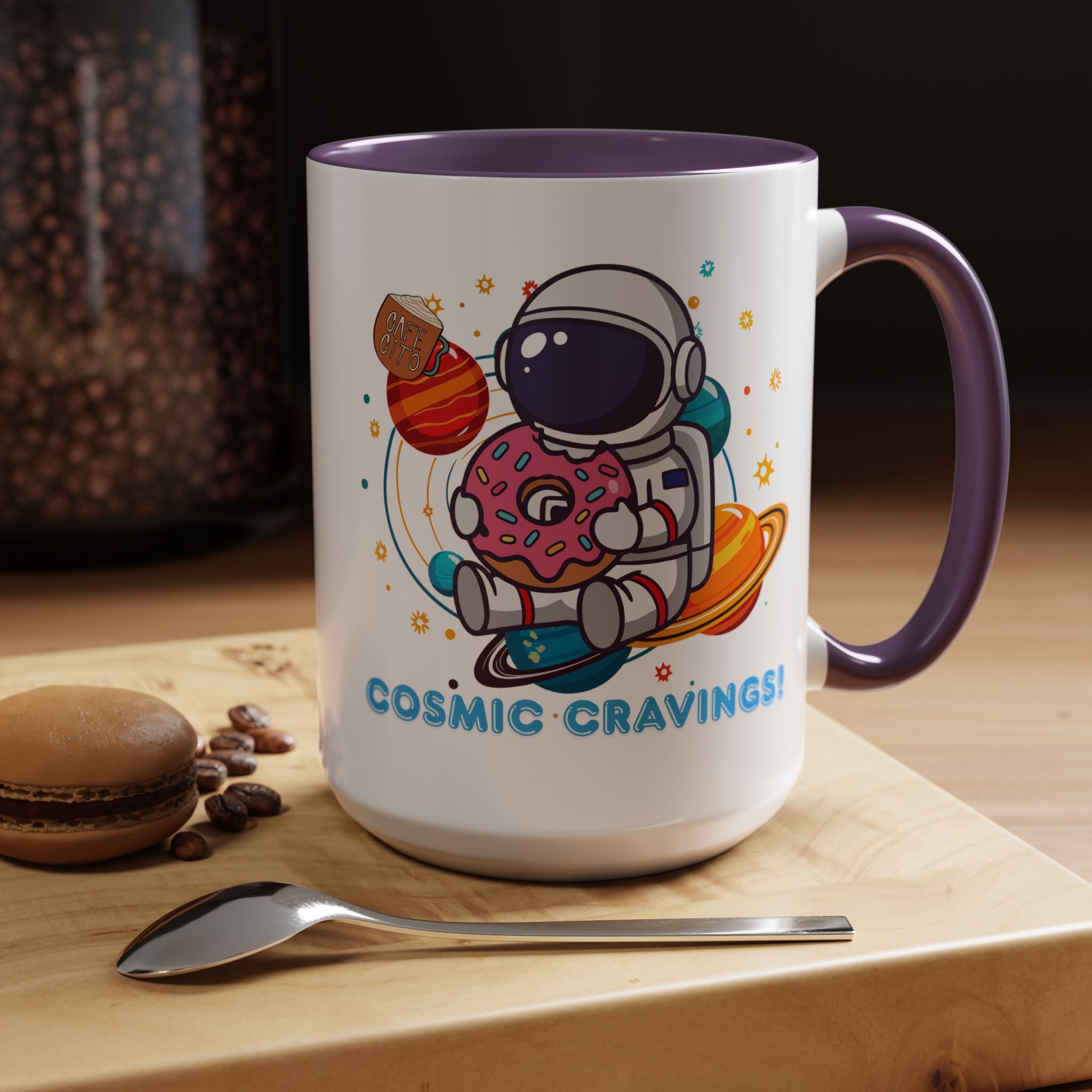 Cosmic Cravings Coffee Mug, Space-Themed Drinkware, Cute Astronaut Gift, Fun Kitchen Decor, Perfect for Space Lovers!