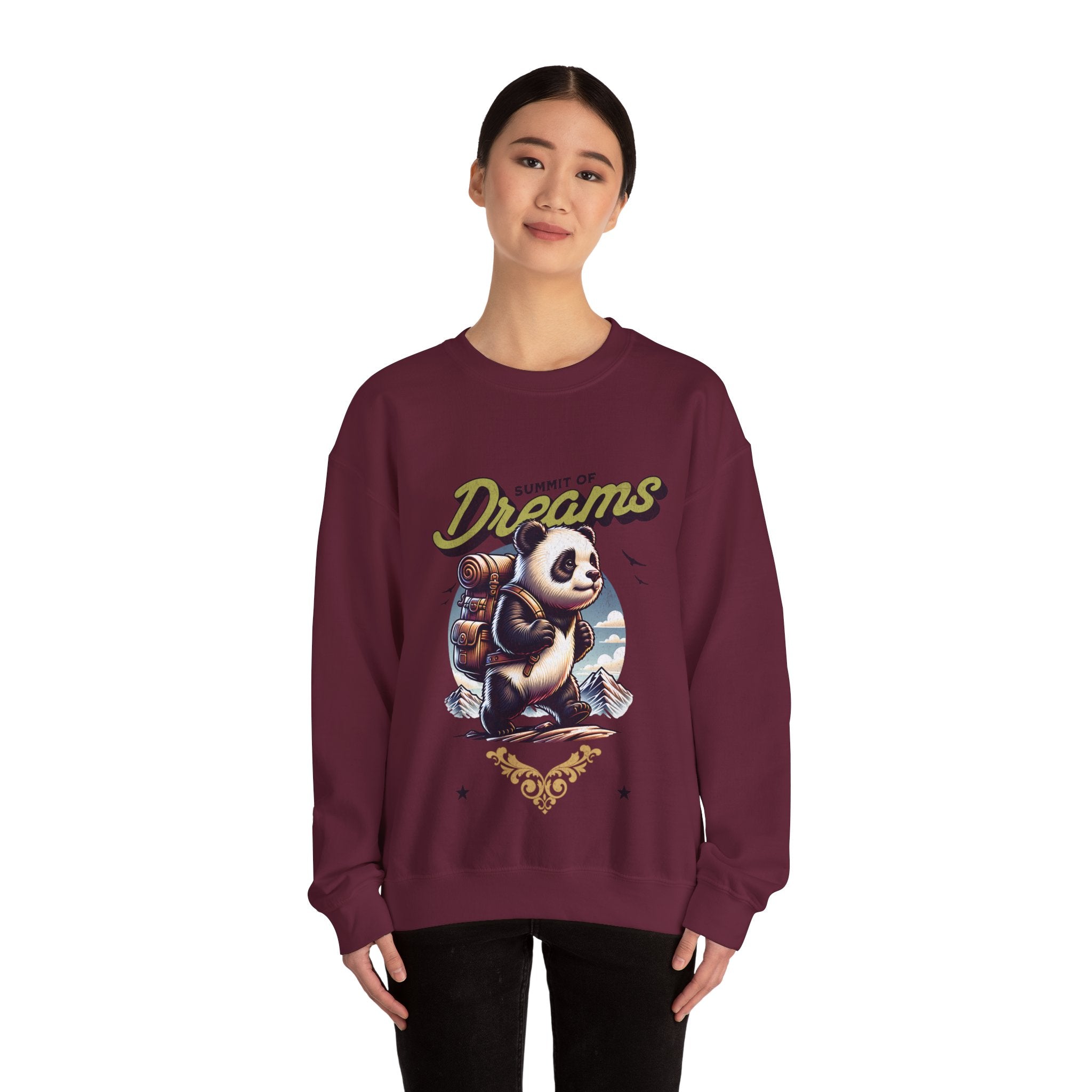 Cozy Panda Adventure Sweatshirt | Summit of Dreams Crewneck for Outdoor Enthusiasts, Gift for Nature Lovers, Unisex Sweatshirt