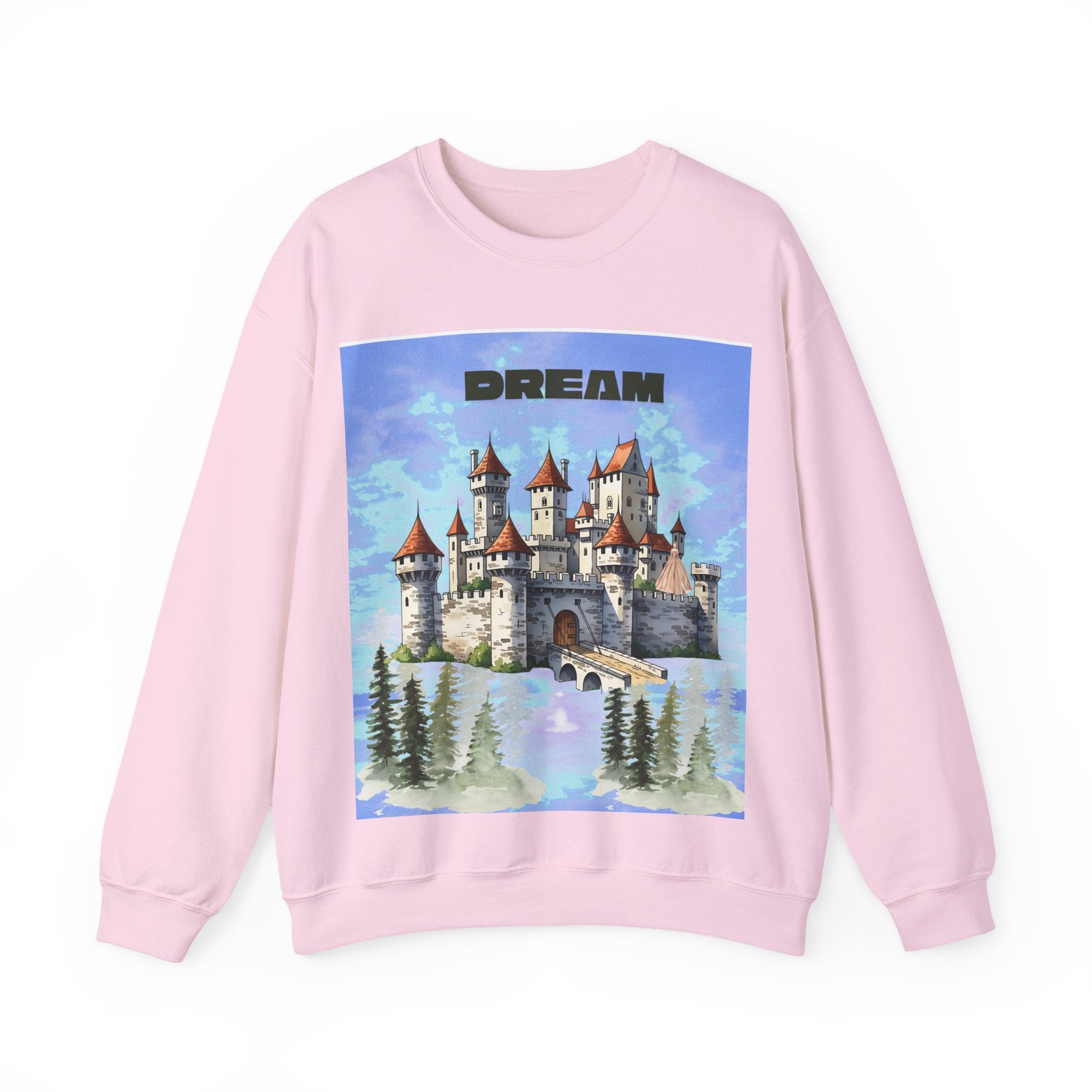 Dreamy Castle Crewneck Sweatshirt, Cozy Graphic Sweatshirt, Unisex Pullover, Pastel Art Apparel, Fantasy Sweatshirt