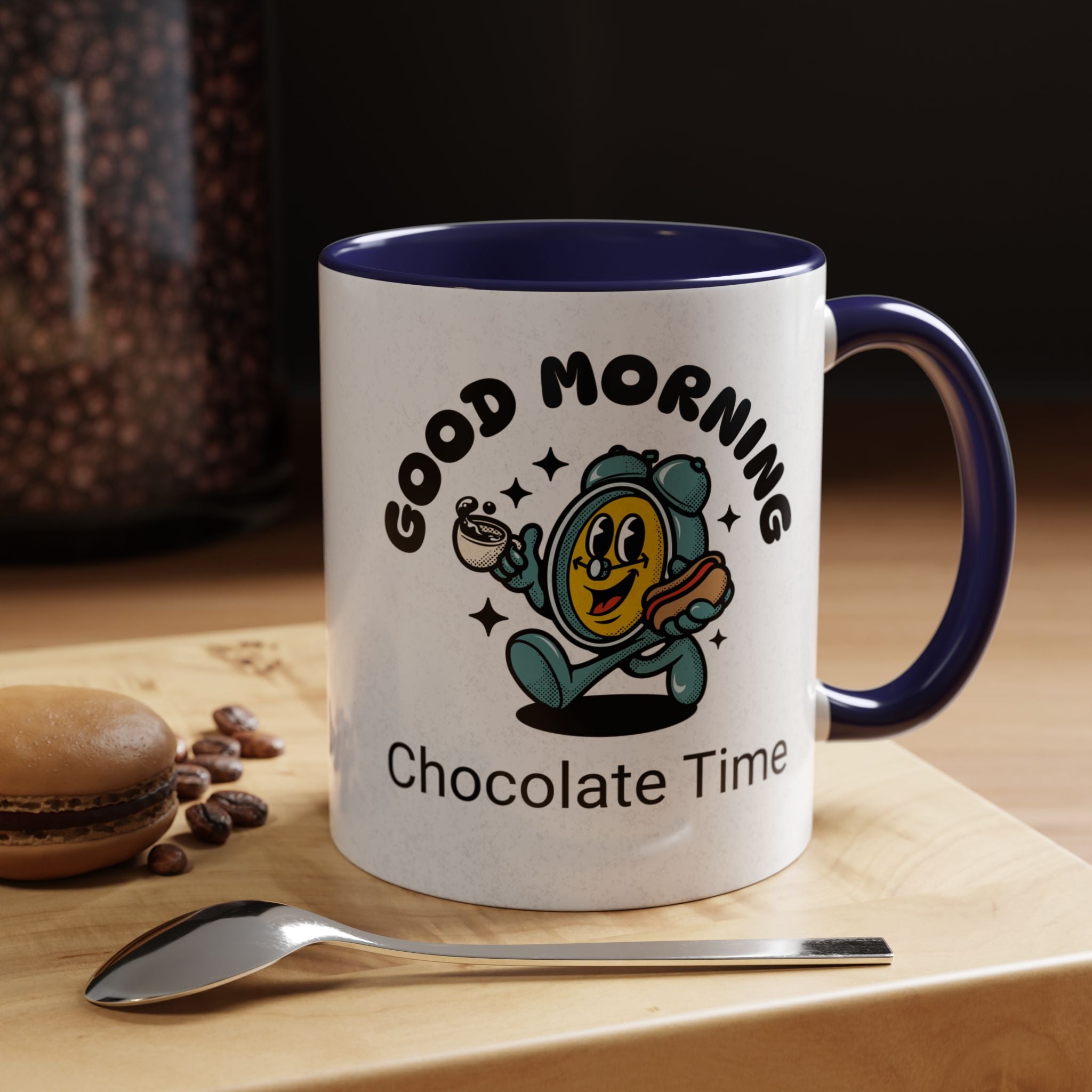 Cheerful Accent Coffee Mug, Good Morning Mug, Hot Beverage Cup, Chocolate Time Gift, Fun Kitchen Decor
