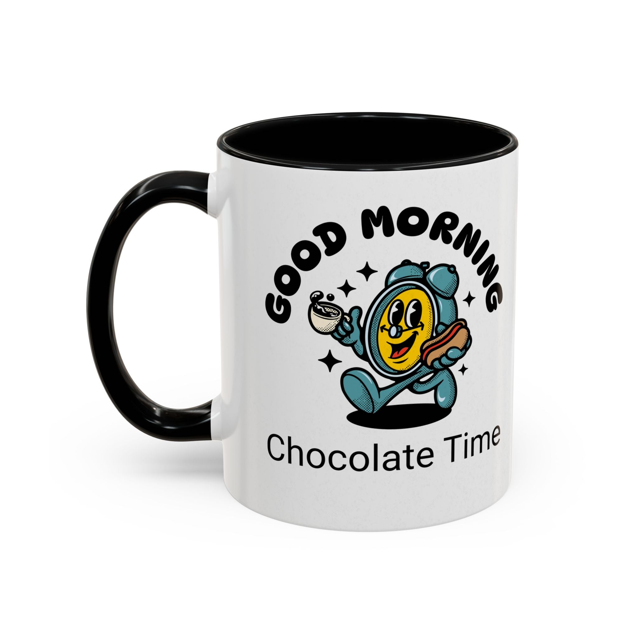 Cheerful Accent Coffee Mug, Good Morning Mug, Hot Beverage Cup, Chocolate Time Gift, Fun Kitchen Decor