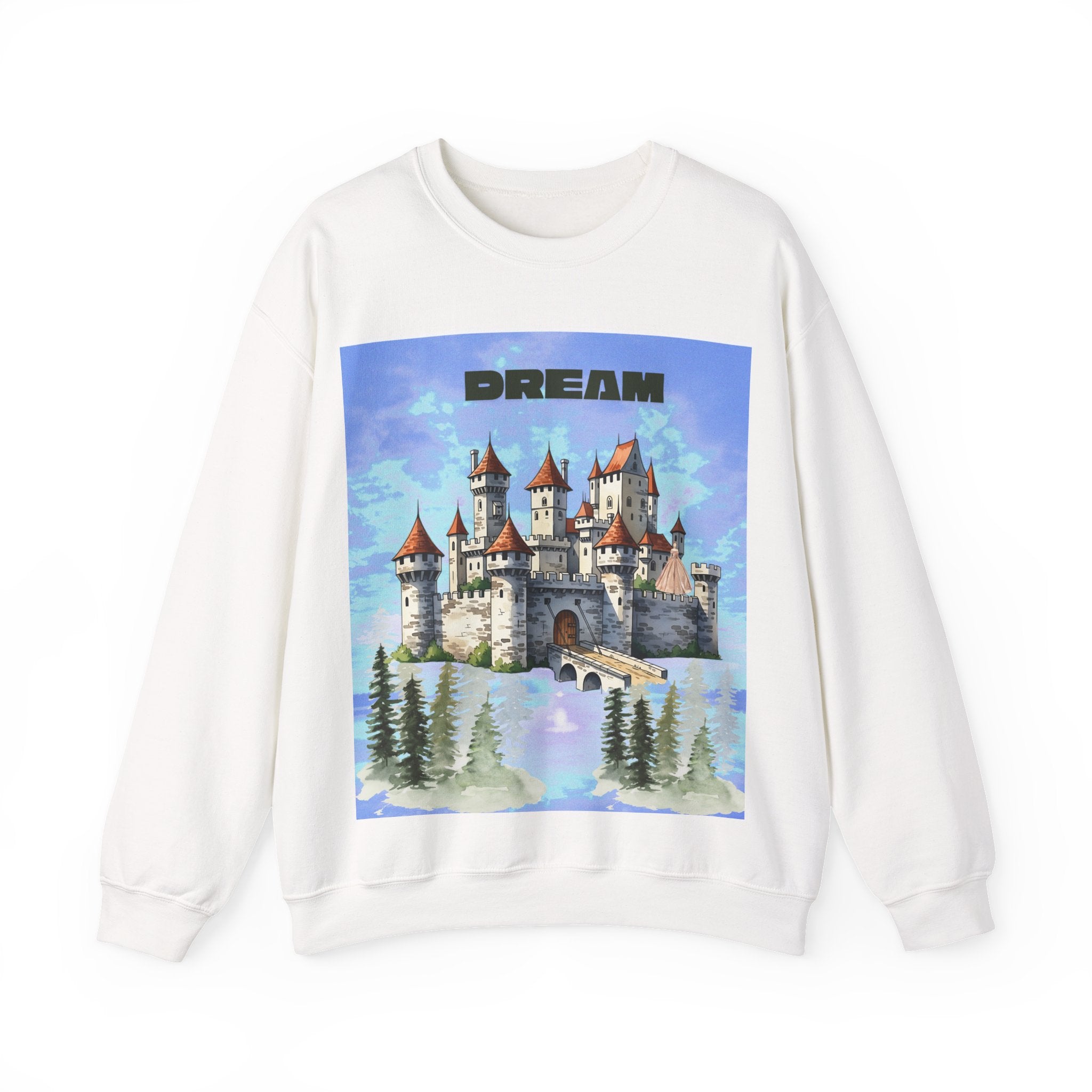 Dreamy Castle Crewneck Sweatshirt, Cozy Graphic Sweatshirt, Unisex Pullover, Pastel Art Apparel, Fantasy Sweatshirt