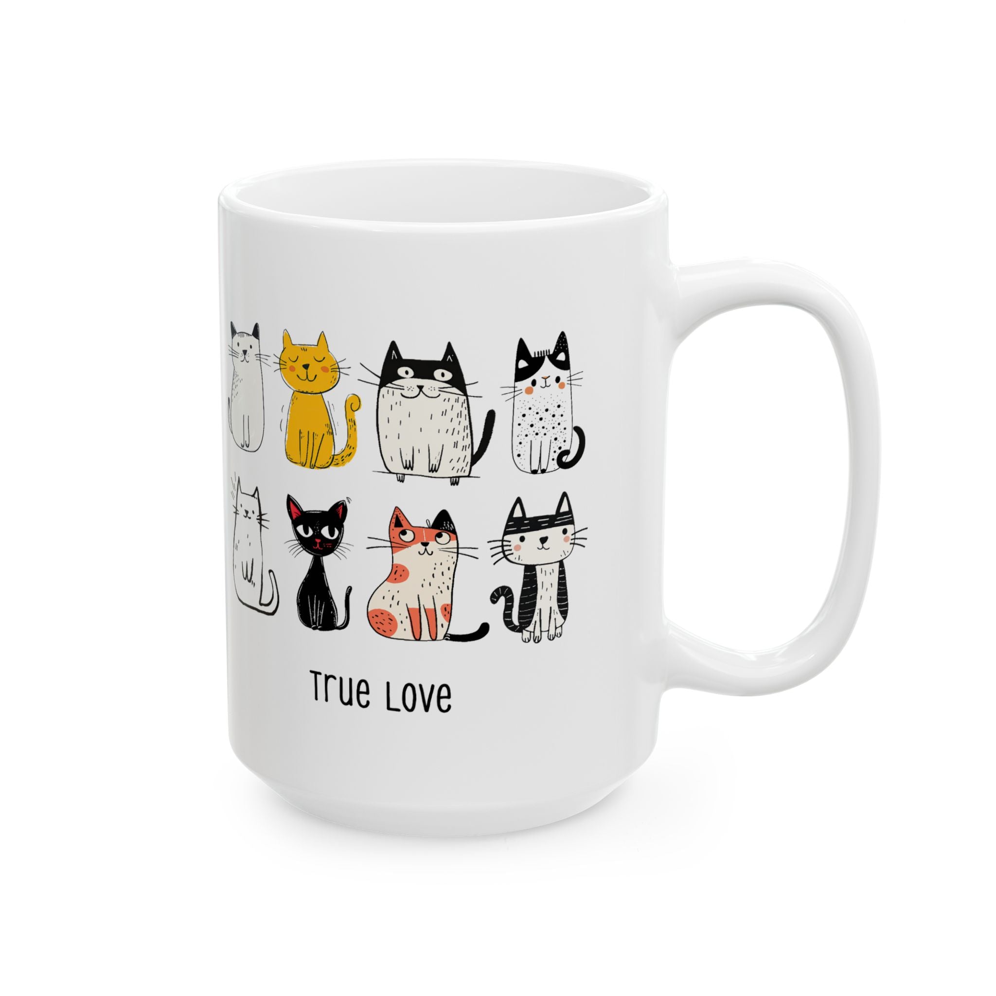 Cute Cat Ceramic Mug - Perfect Gift for Cat Lovers, Unique Coffee Cup, Animal Lover Mug, Fun Cat Illustration, Birthday Gift