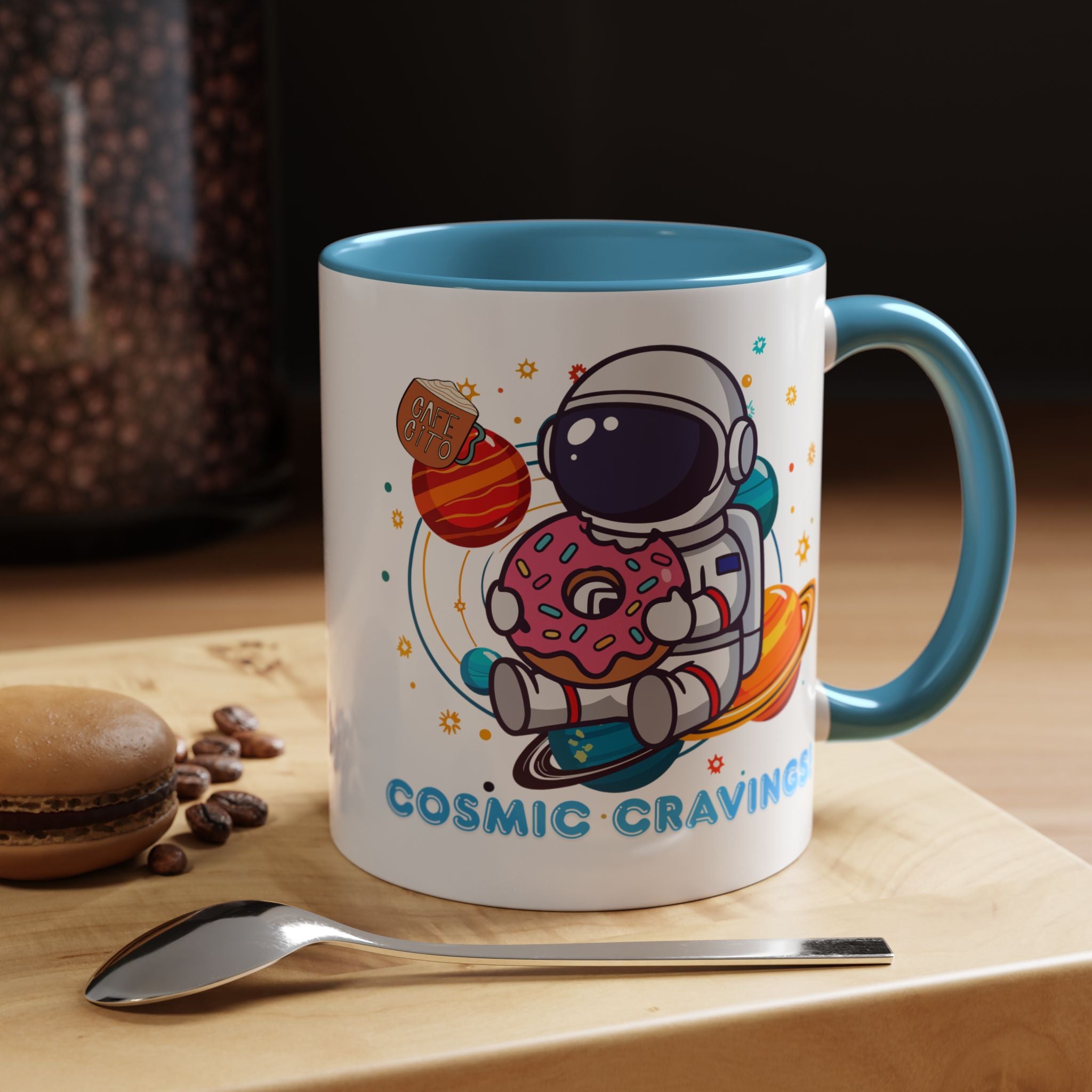 Cosmic Cravings Coffee Mug, Space-Themed Drinkware, Cute Astronaut Gift, Fun Kitchen Decor, Perfect for Space Lovers!