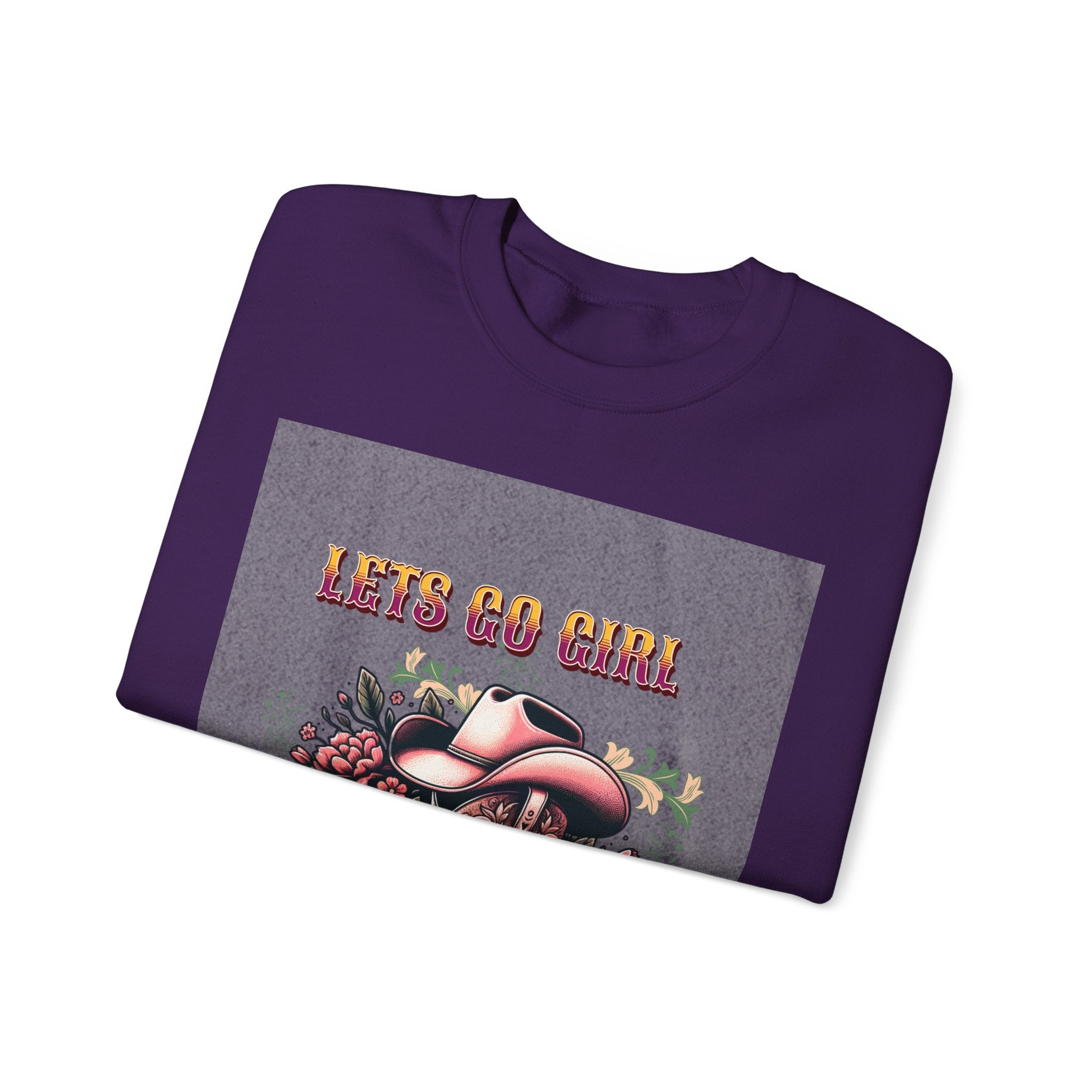 Cowgirl Boots Sweatshirt, Let’s Go Girl Crewneck, Western Style Apparel, Cozy Gift for Her, Trendy Graphic Sweatshirt