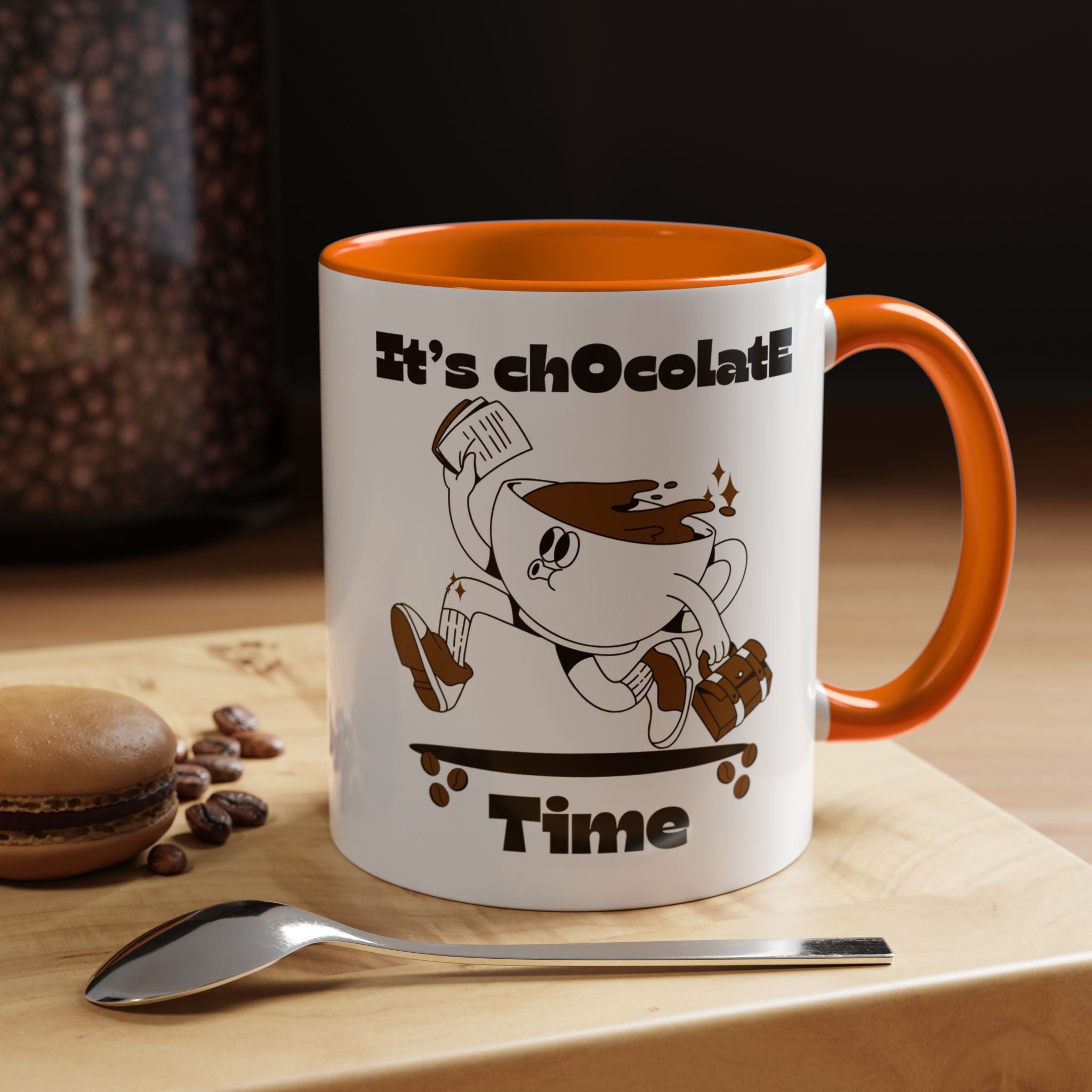Chocolate Time Coffee Mug, Skateboard Mug, Gift for Coffee Lovers, Fun Mug for Hot Cocoa, Unique Mug for Birthdays, Cute Kitchen Decor