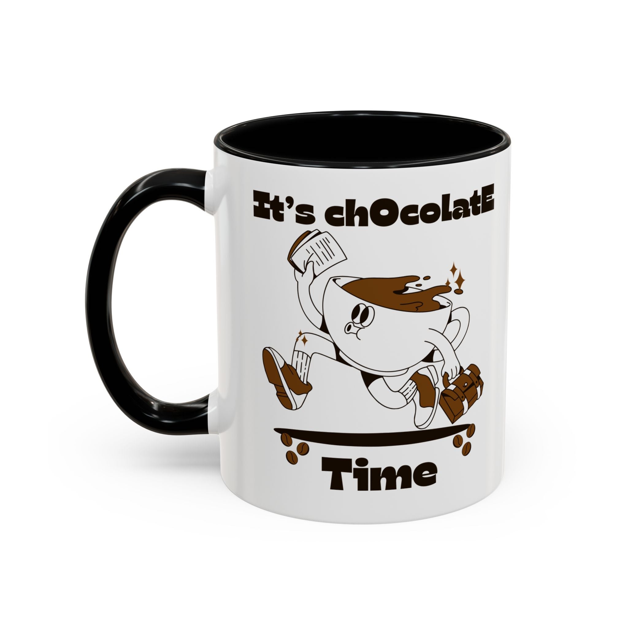 Chocolate Time Coffee Mug, Skateboard Mug, Gift for Coffee Lovers, Fun Mug for Hot Cocoa, Unique Mug for Birthdays, Cute Kitchen Decor