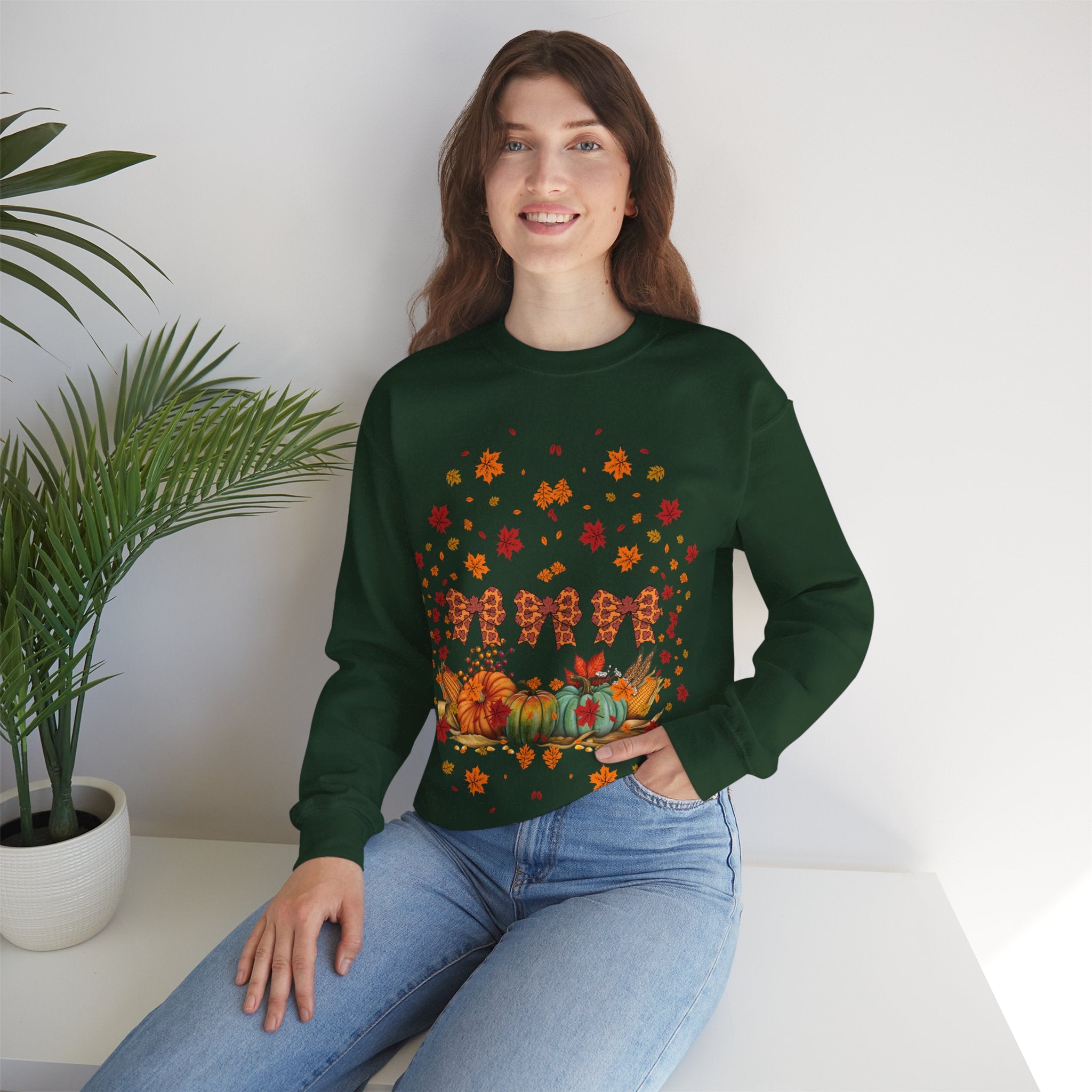 Cozy Fall Crewneck Sweatshirt, Autumn Fashion, Thanksgiving Gift, Seasonal Wear, Gingerbread Design Sweater, Unisex Pullover
