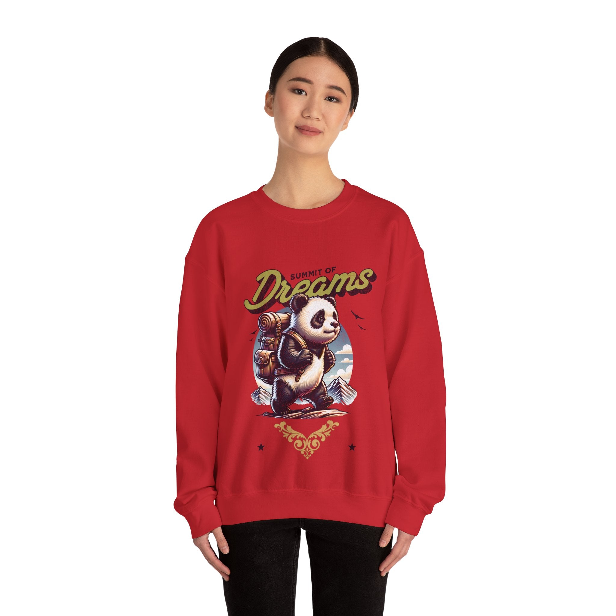 Cozy Panda Adventure Sweatshirt | Summit of Dreams Crewneck for Outdoor Enthusiasts, Gift for Nature Lovers, Unisex Sweatshirt