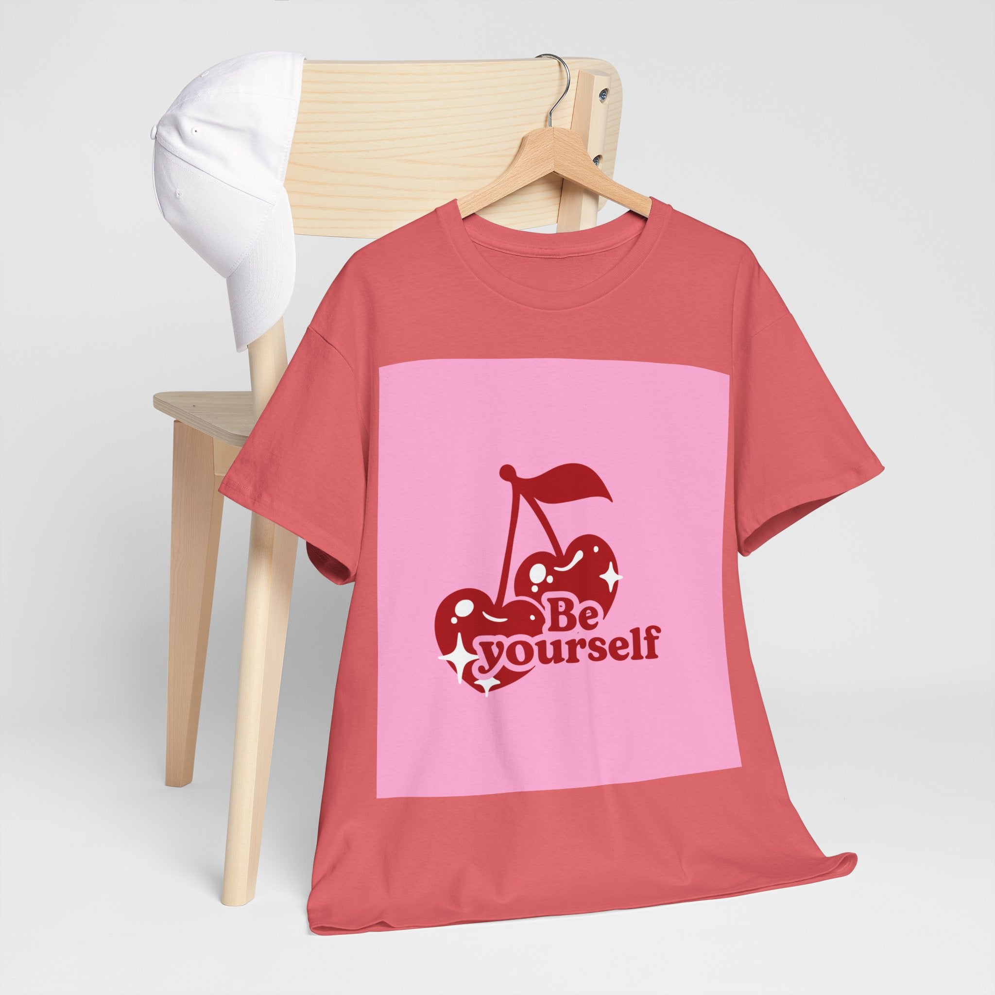 Be Yourself Cherry Graphic Tee, Unisex Cotton T-Shirt, Casual Wear, Gift for Friends, Positive Vibes, Ideal for Summer