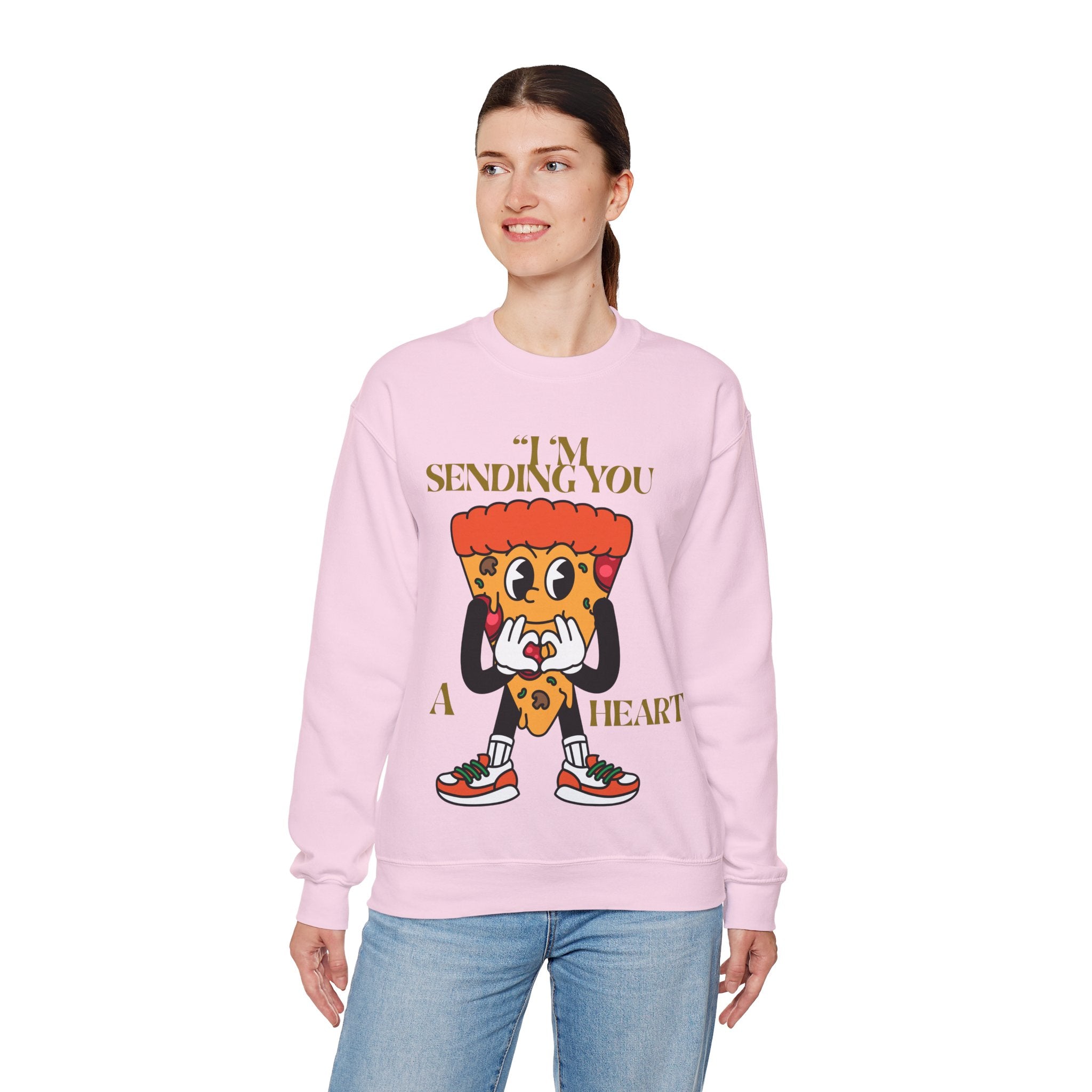Pizza Love Crewneck Sweatshirt - Cute Gift for Foodies, Valentine's Day Apparel, Casual Comfort, Unisex Sweatshirt, Fun Pizza Design
