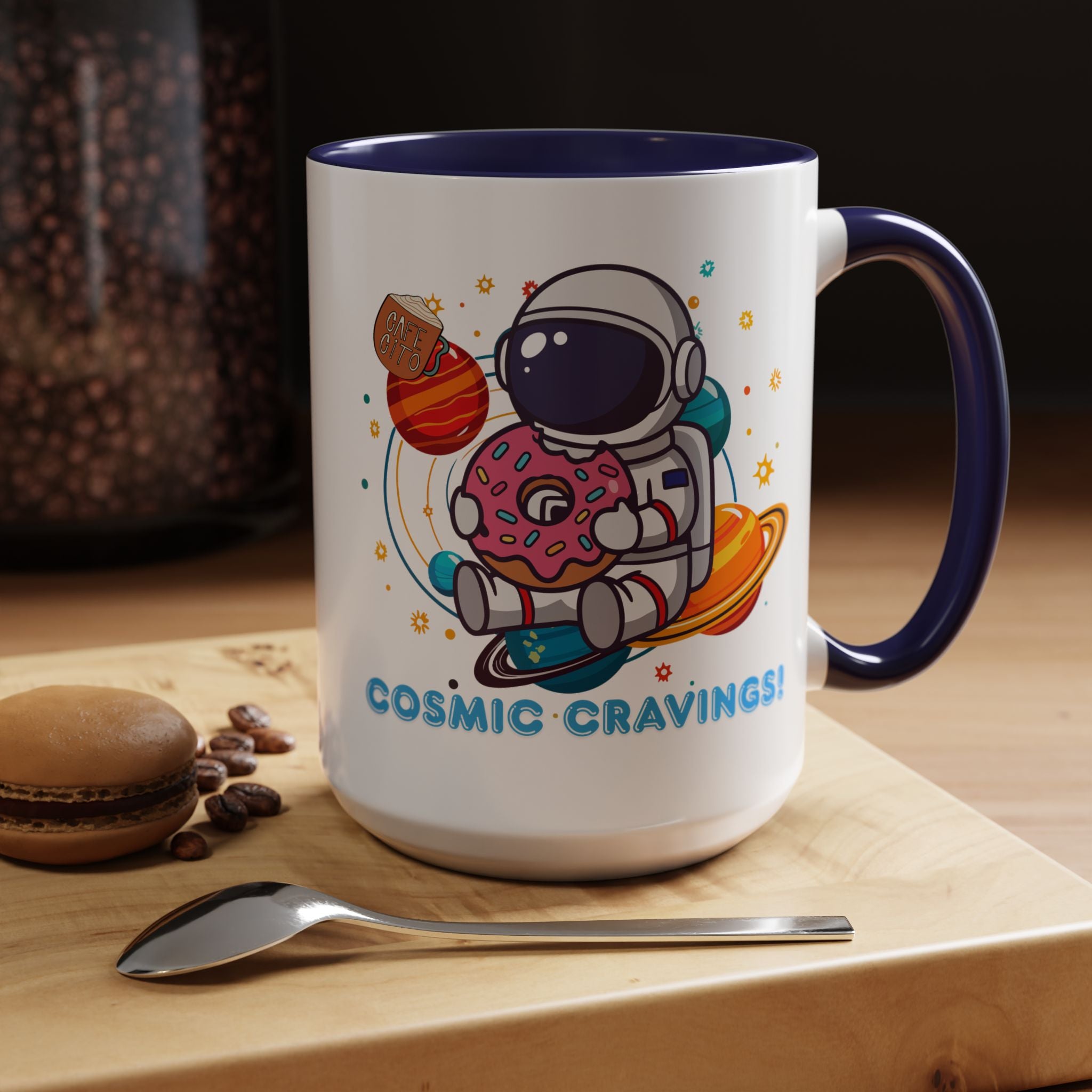 Cosmic Cravings Coffee Mug, Space-Themed Drinkware, Cute Astronaut Gift, Fun Kitchen Decor, Perfect for Space Lovers!