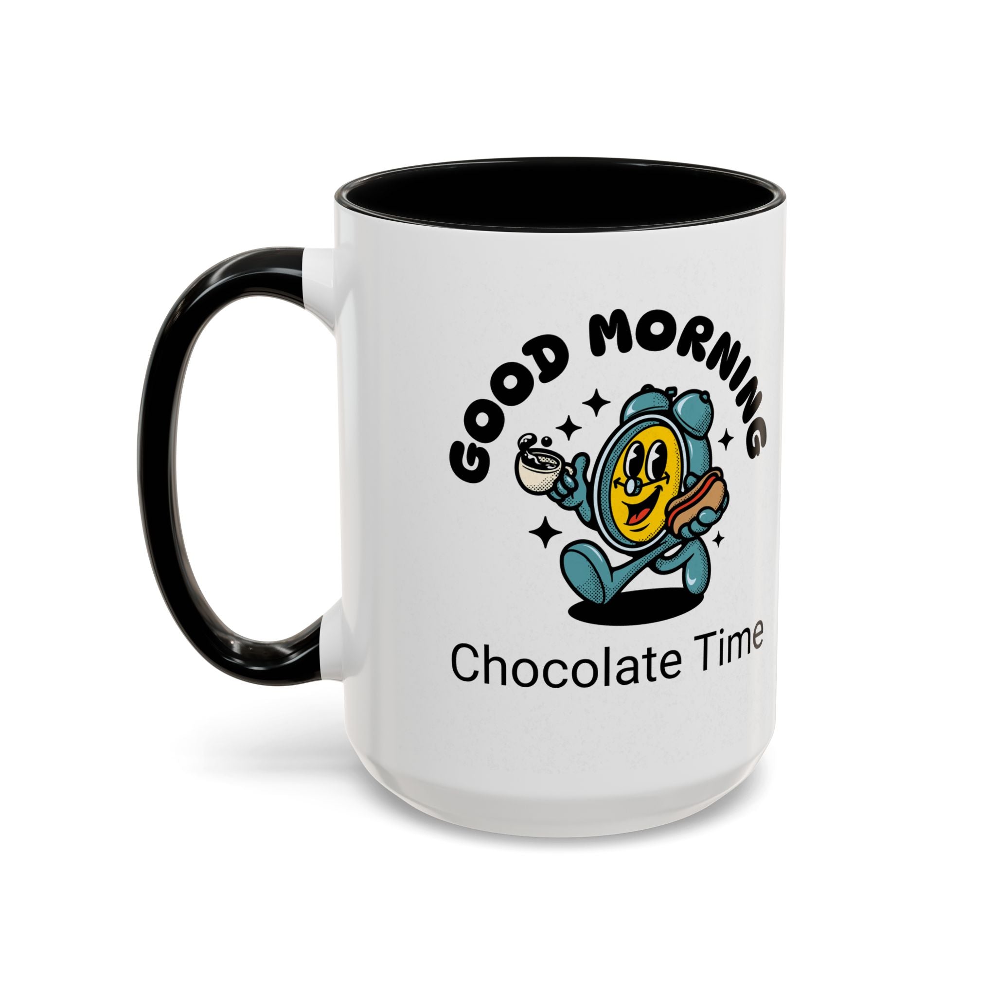 Cheerful Accent Coffee Mug, Good Morning Mug, Hot Beverage Cup, Chocolate Time Gift, Fun Kitchen Decor