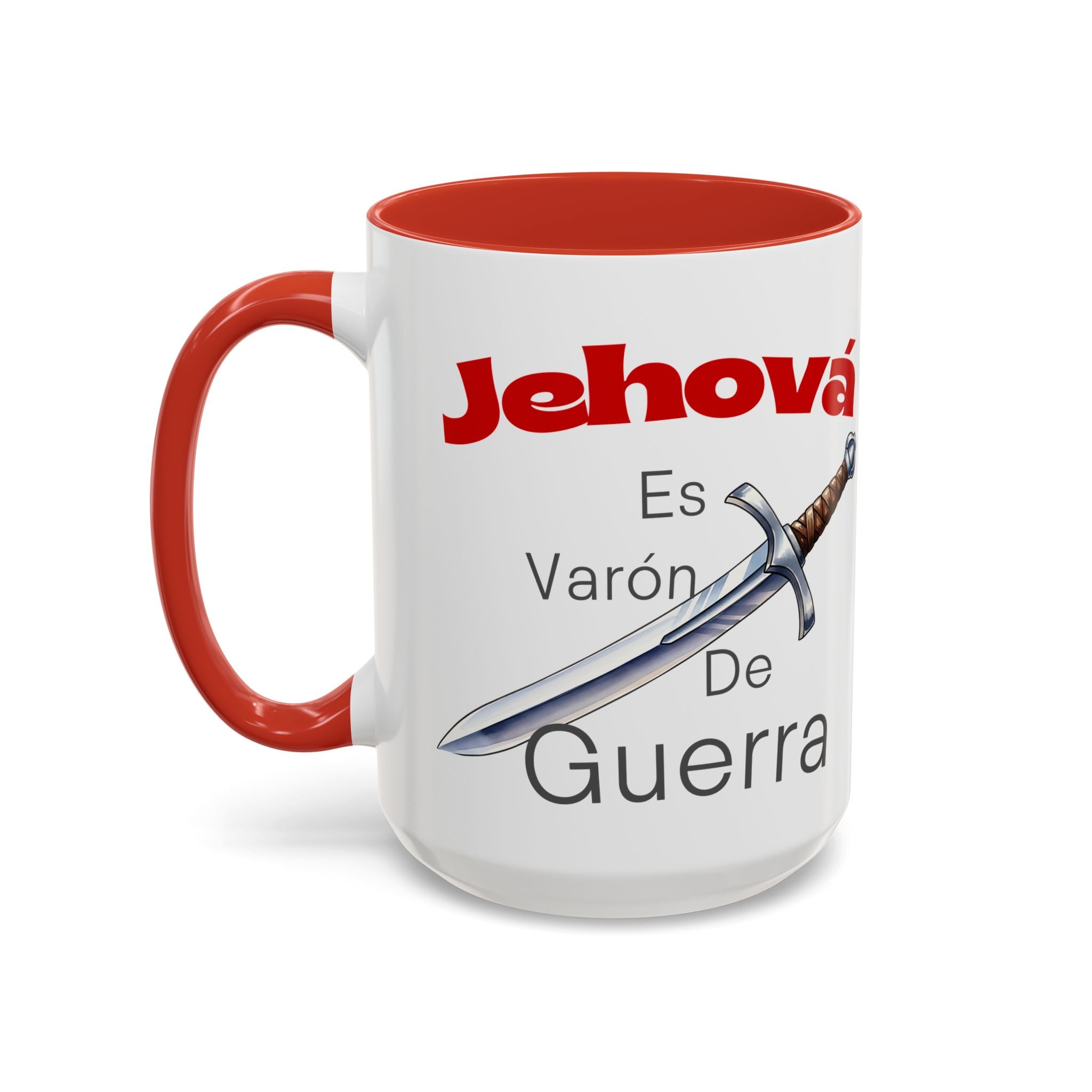 Jehovah Es Varón de Guerra Coffee Mug — Spanish Faith Sword Accent Mug (11/15oz)