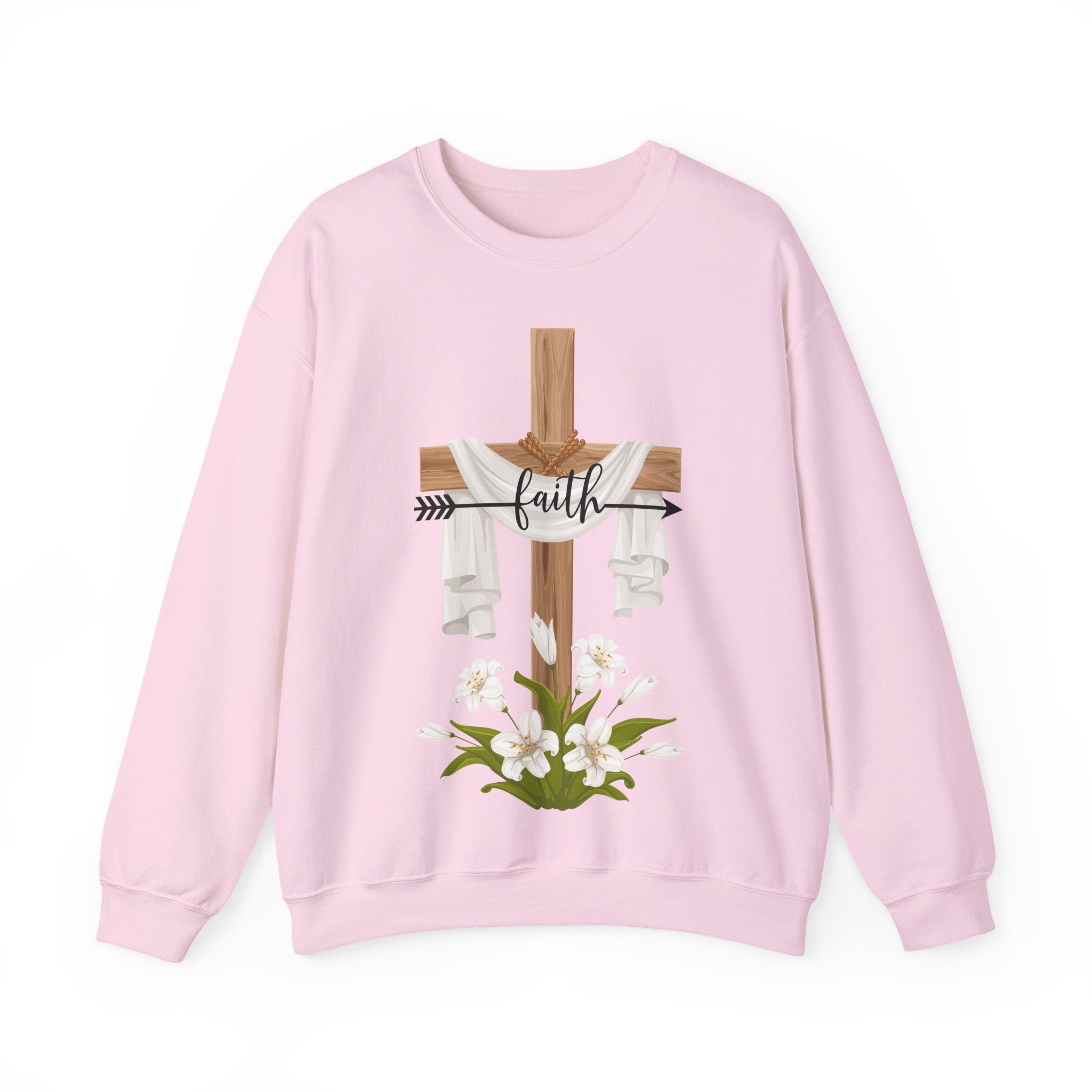 Faith Cross Crewneck Sweatshirt — Easter Lily Christian Pullover
