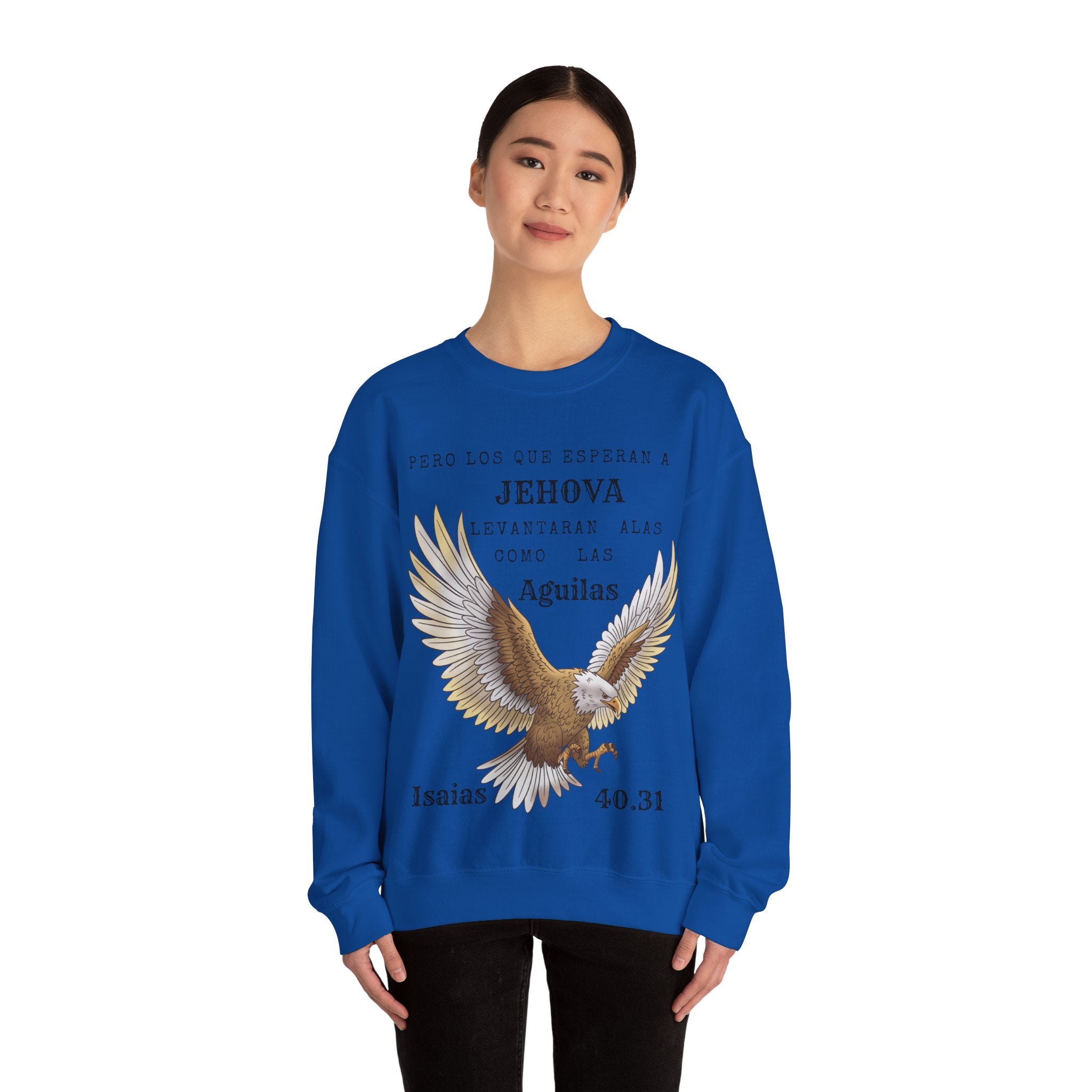 Isaías 40:31 Eagle Sweatshirt — "Pero los que esperan a Jehová" Spanish Christian Crewneck