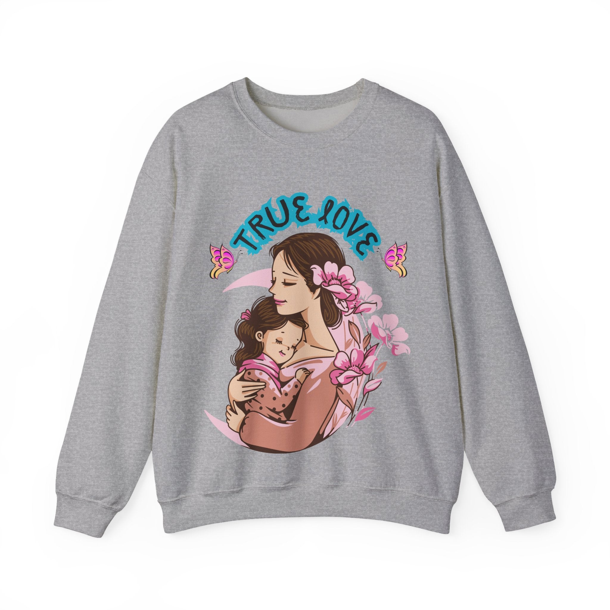 True Love Crewneck Sweatshirt | Family Gift, Mother's Day Apparel, Cozy Sweatshirt, Comfort Wear, Floral Design
