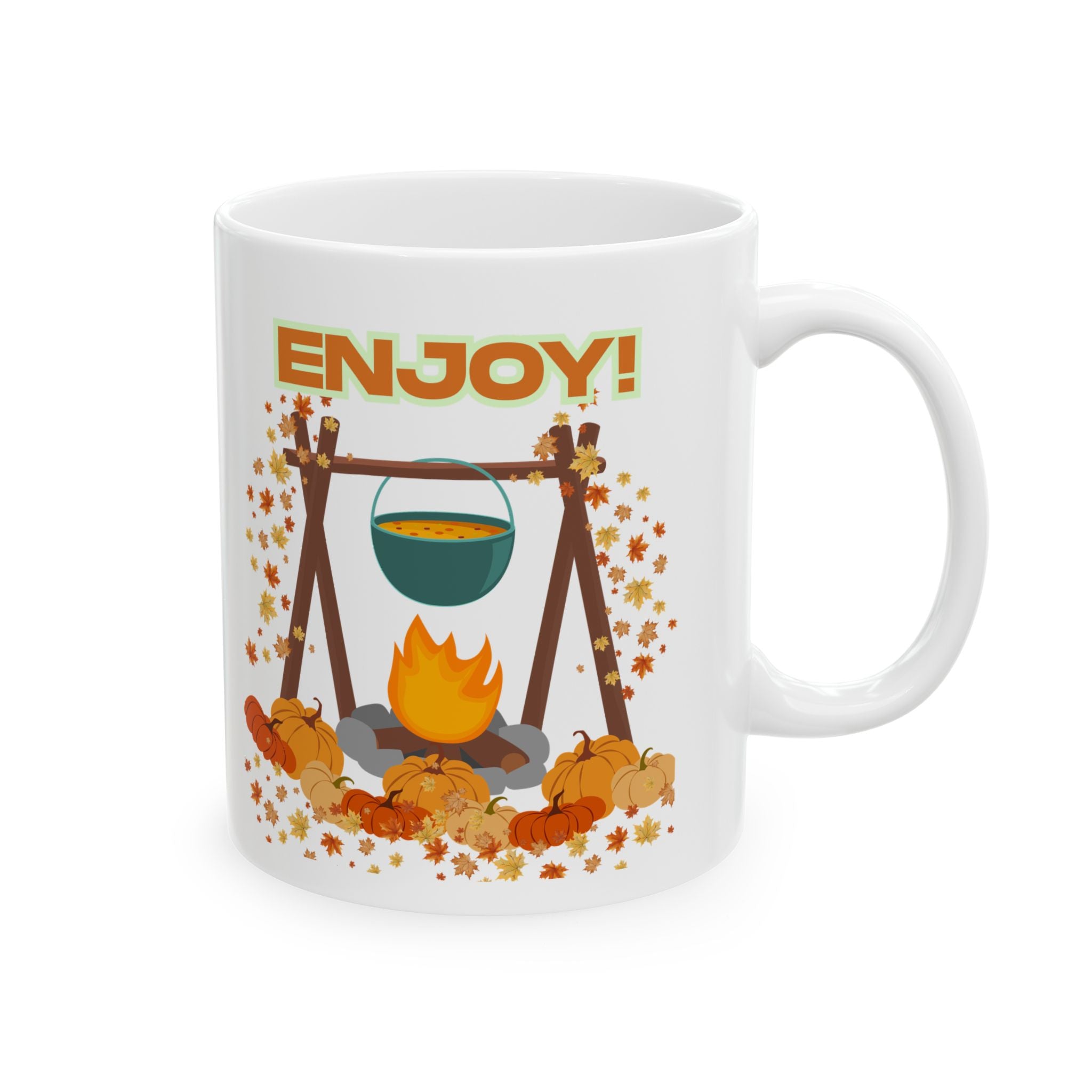 Autumn Harvest Ceramic Mug - Enjoy Autumn, Fall Coffee Mug, Cozy Drinkware, Pumpkin Spice Lover, Seasonal Gift