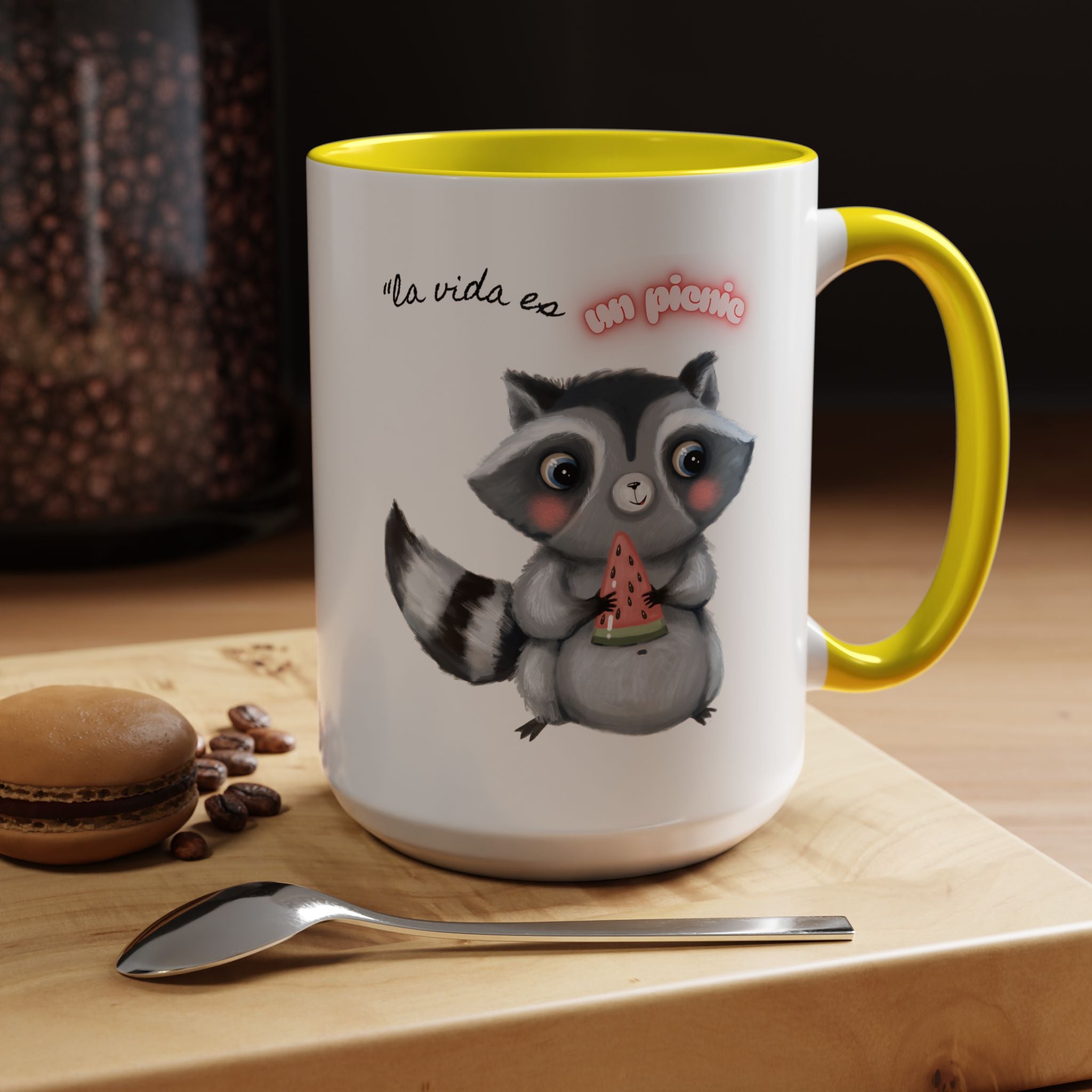 Raccoon-Themed Accent Coffee Mug | Cute Animal Mug for Home, Gift for Coffee Lovers, Nature Lovers, Birthday, Celebrate Life