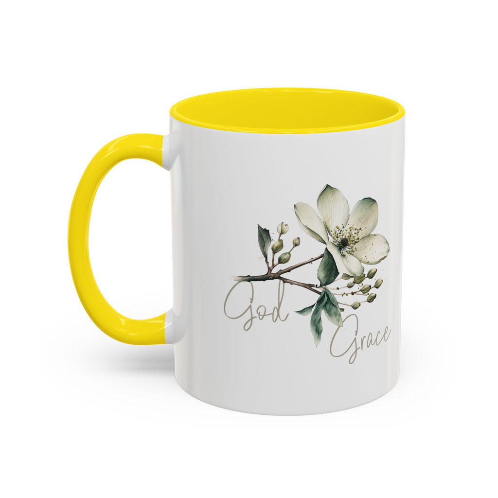 Floral Accent Coffee Mug | God Grace Gift, Nature-Inspired Tea Cup, Inspirational Drinkware for Home, Office, Mother's Day