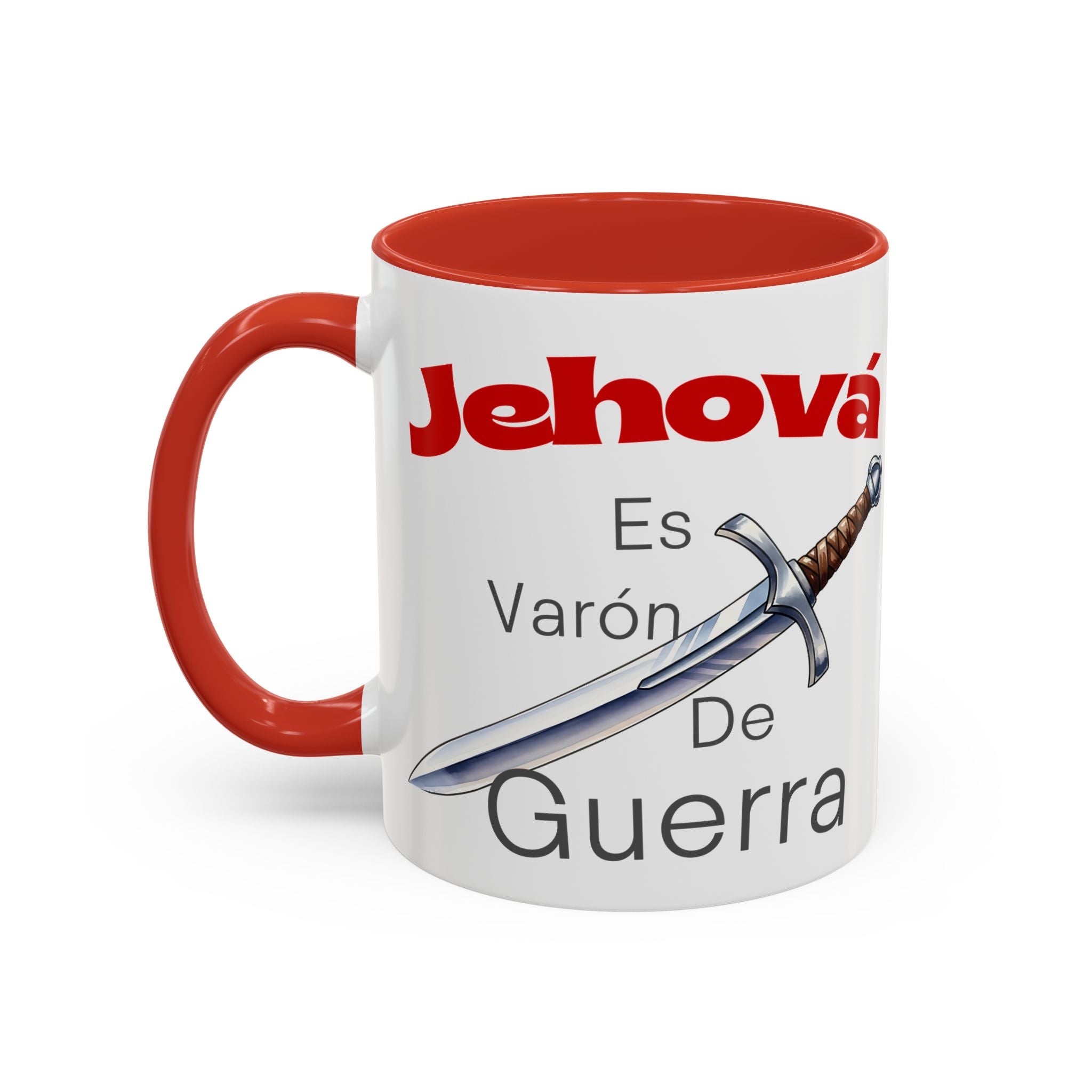 Jehovah Es Varón de Guerra Coffee Mug — Spanish Faith Sword Accent Mug (11/15oz)