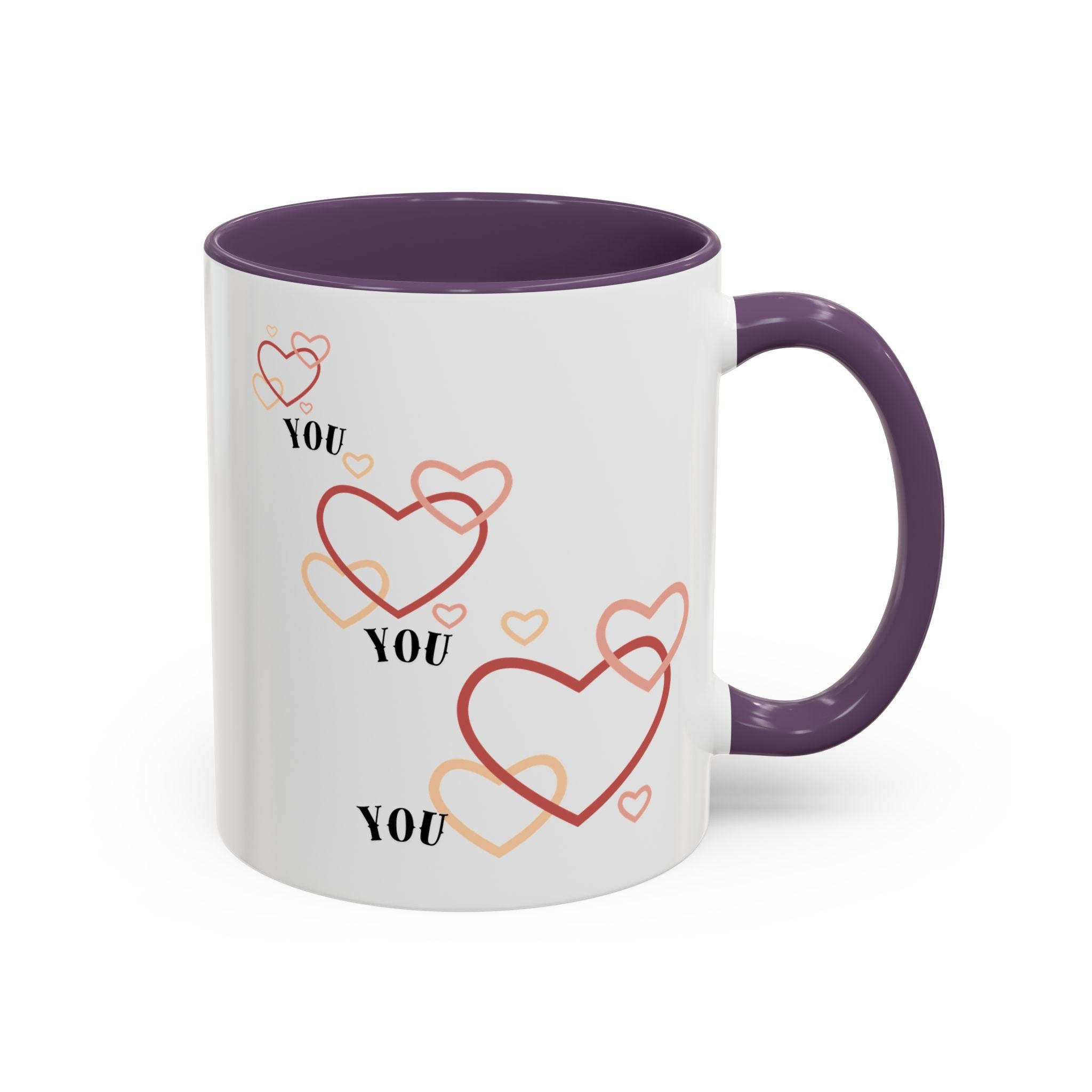 Love You Accent Coffee Mug, Valentine's Day Gift, Heart Mug, Cute Coffee Cup, Romantic Beverage Container