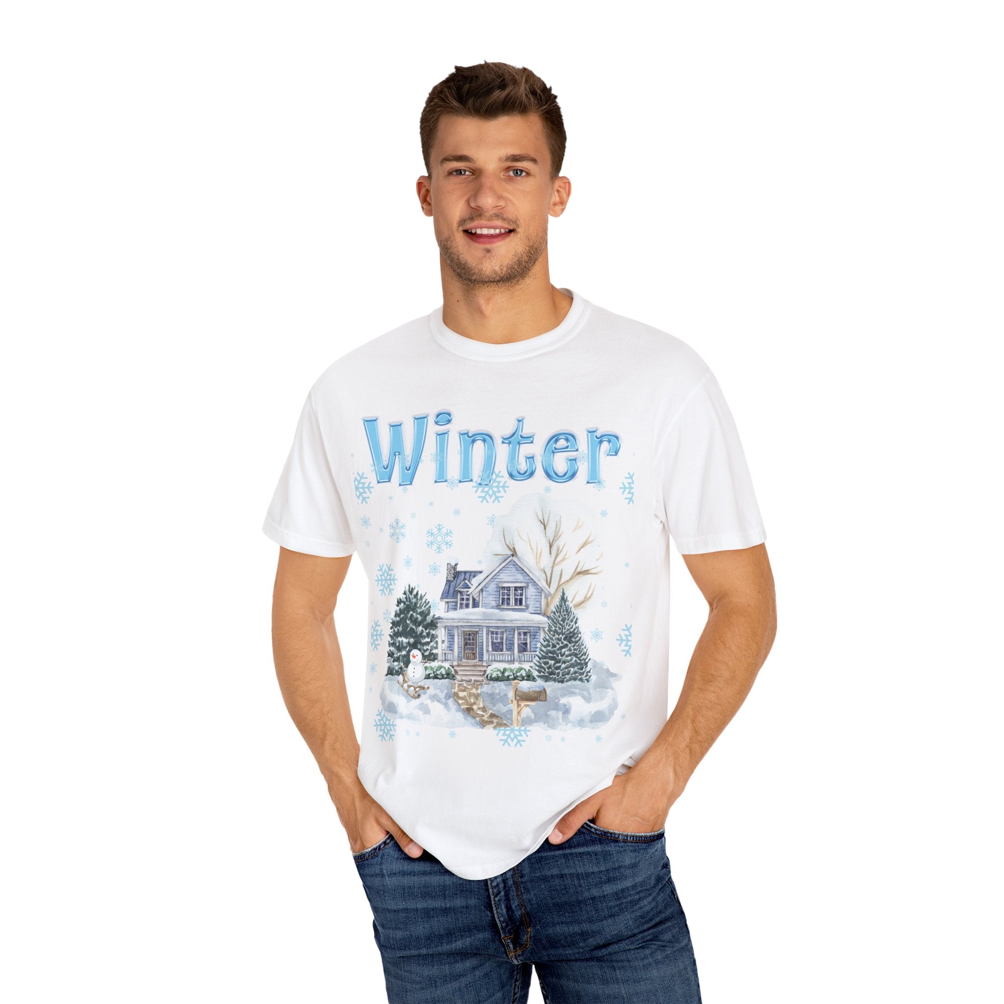 Winter-Themed Unisex Garment-Dyed T-shirt