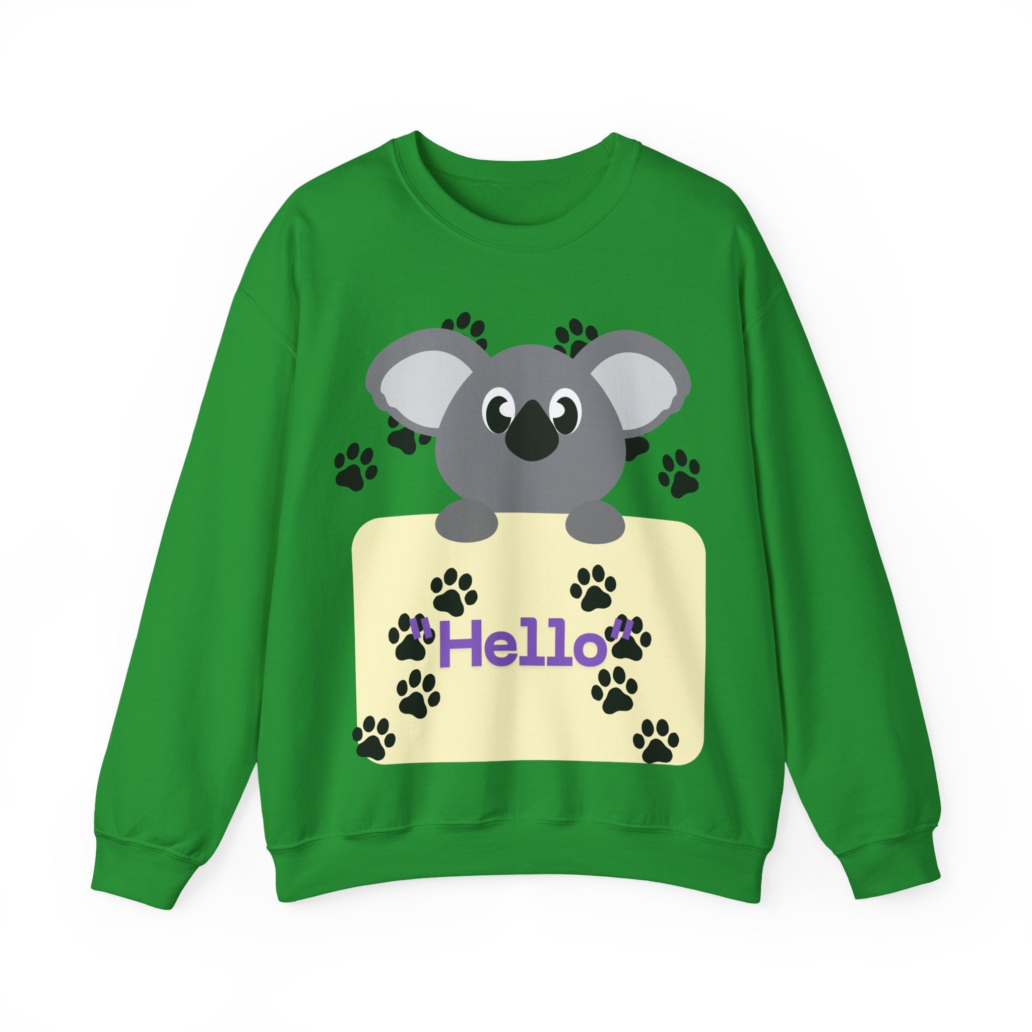 Cute Koala Hello Sweatshirt, Unisex Cozy Crewneck, Pet Lover Gift, Animal Lover Apparel, Fun Casual Wear, Cute Graphic Sweater