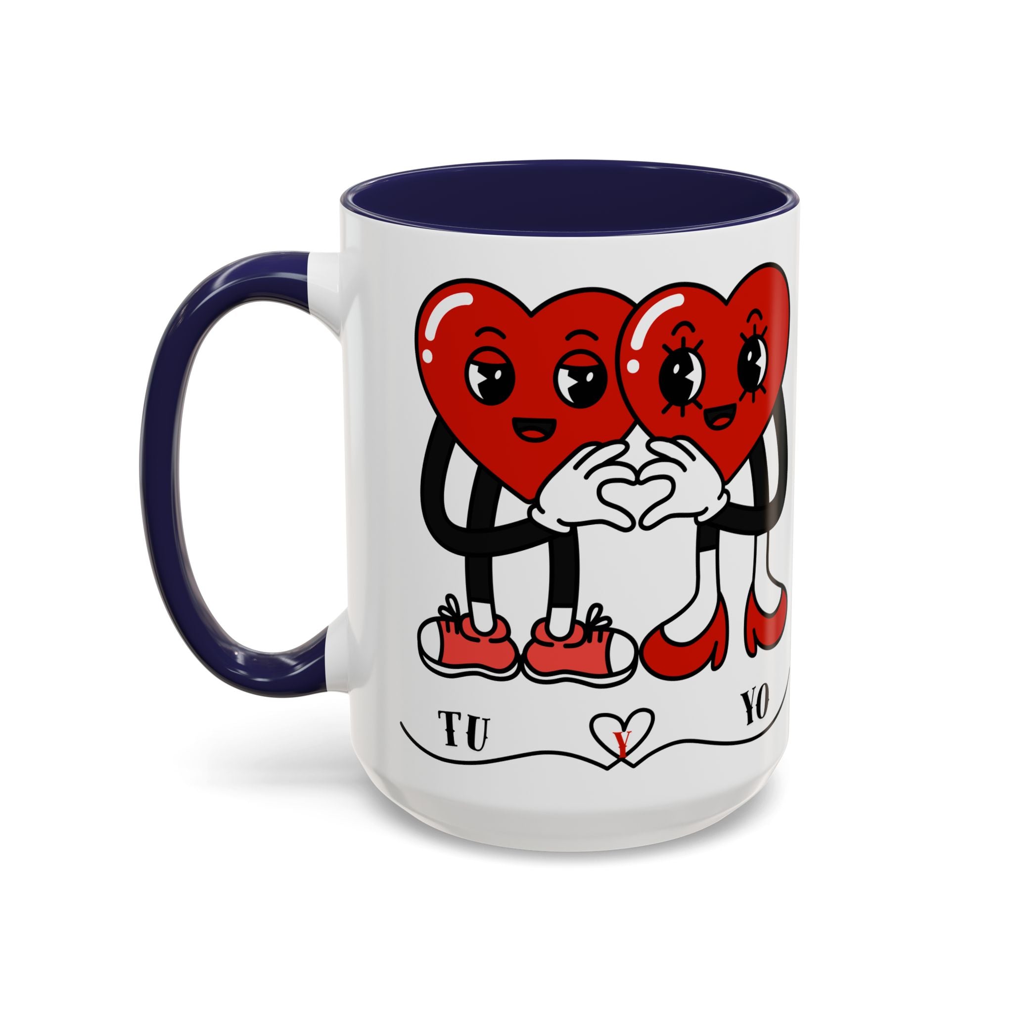 Valentine Heart Couple Coffee Mug – "Tu y Yo" Cute Romantic Accent Mug