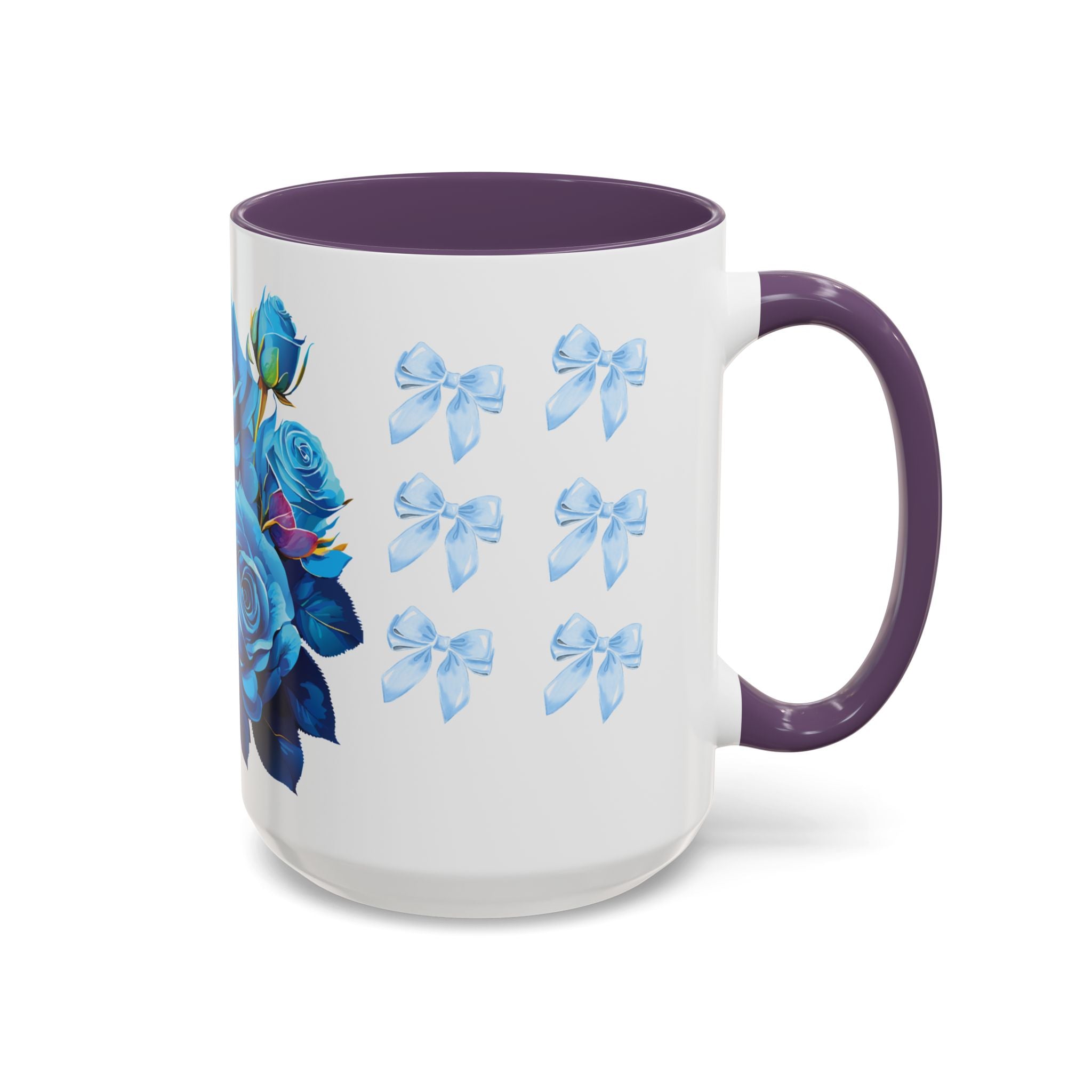 Blue Rose Accent Coffee Mug – Floral Bouquet Design (11/15 oz)