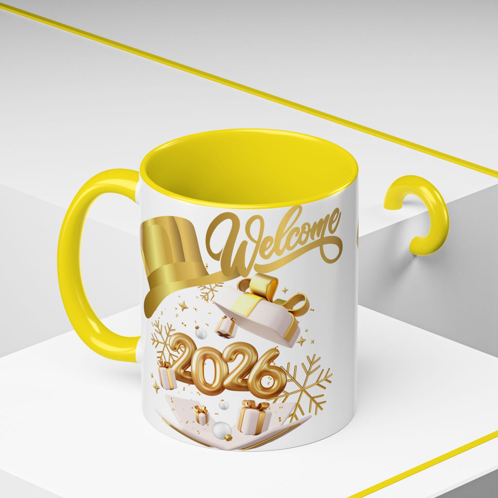 2026 New Year Coffee Mug — "Welcome 2026" Gold Celebration Accent Mug