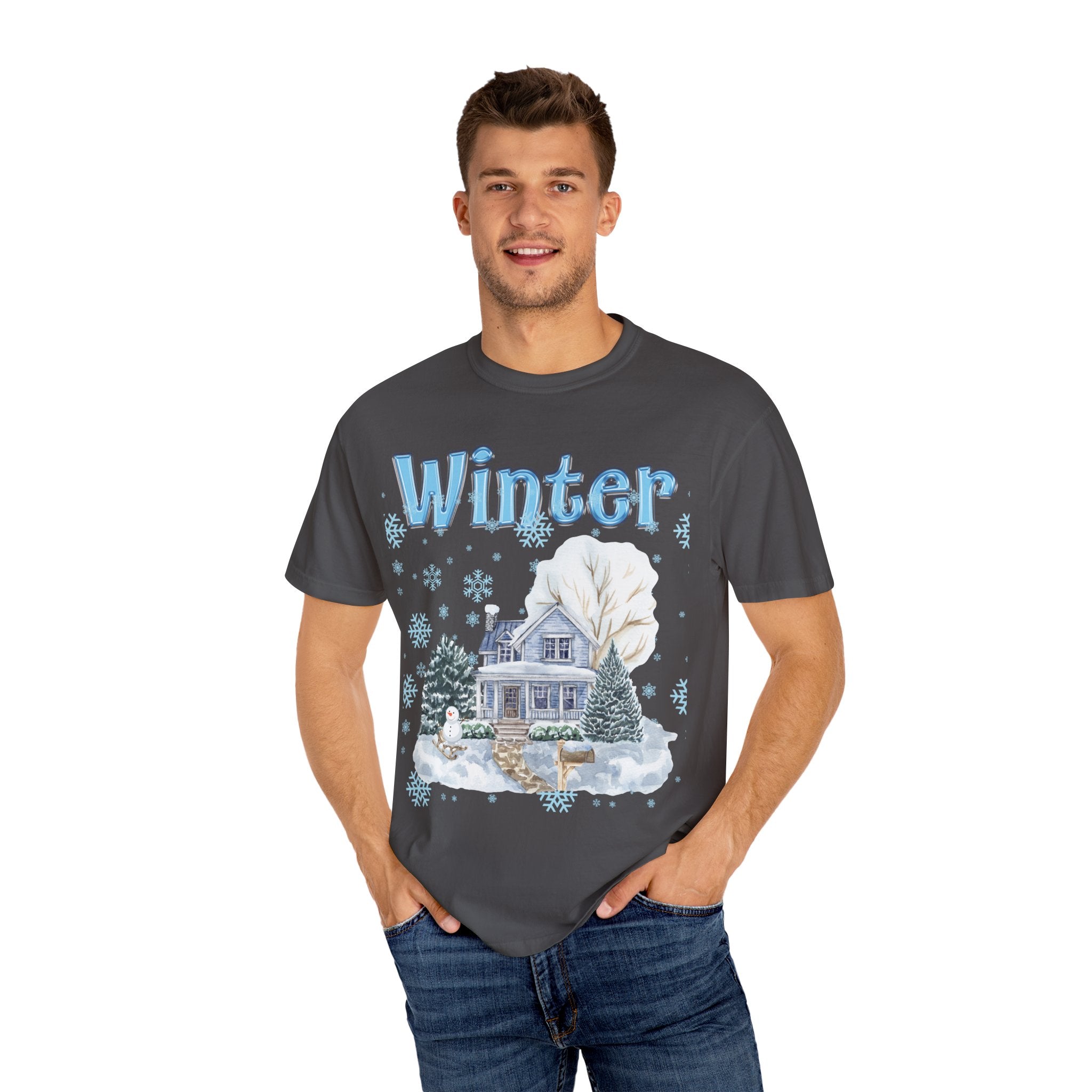 Winter-Themed Unisex Garment-Dyed T-shirt