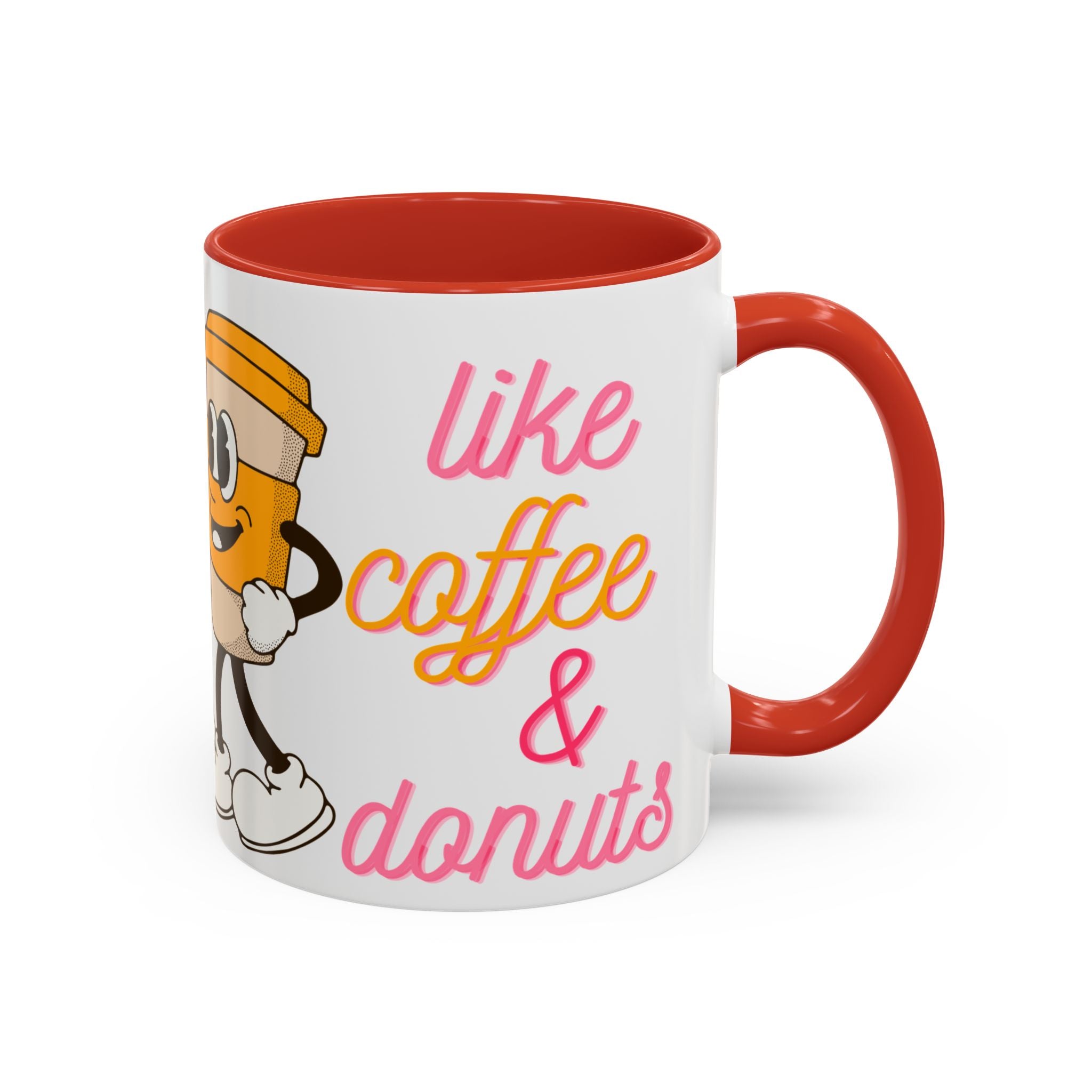 Like Coffee & Donuts Accent Coffee Mug — Cute Donut & Coffee Cup Design (11/15oz)